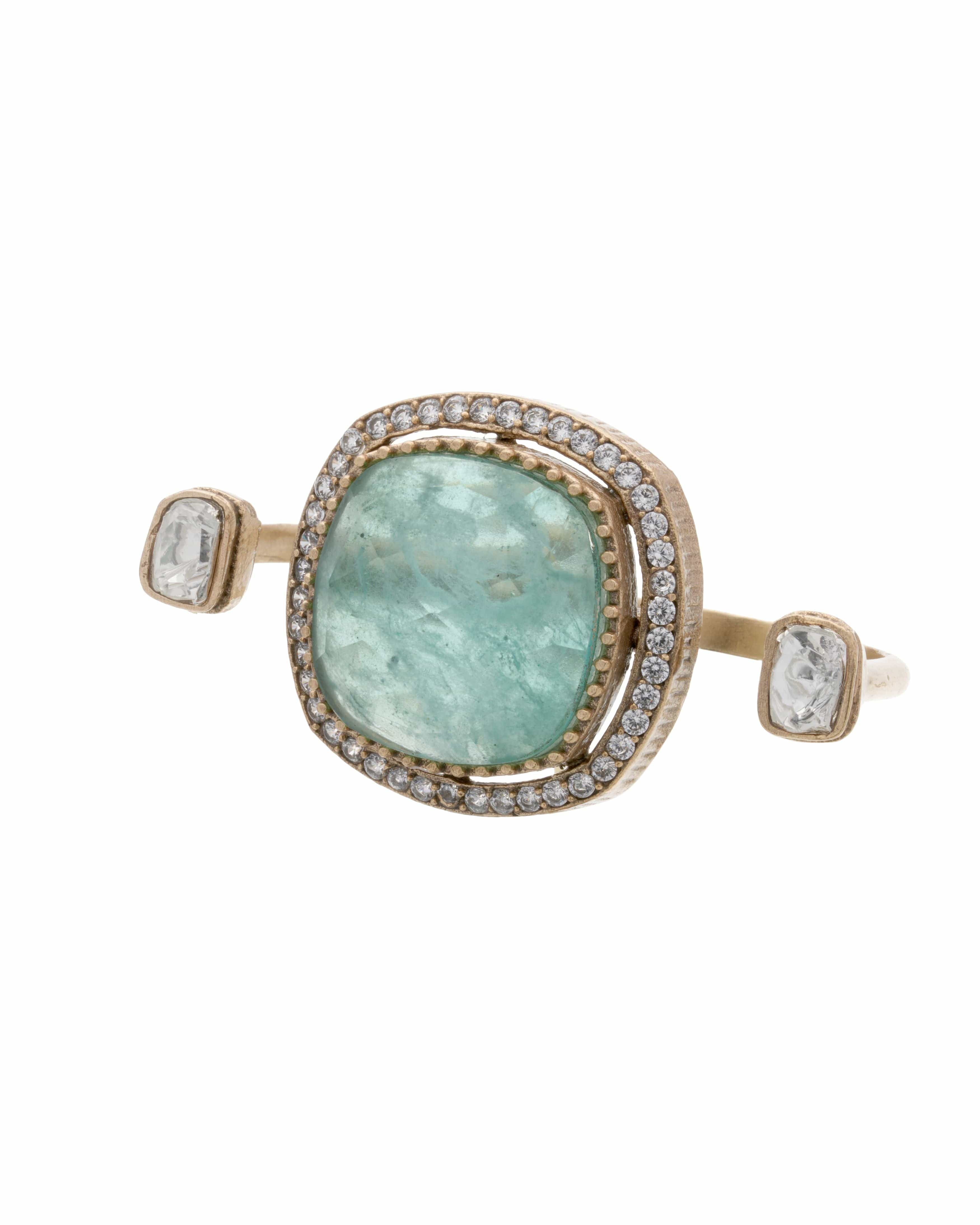 Avant-Garde Radiance: Dual Halo Pink Ring