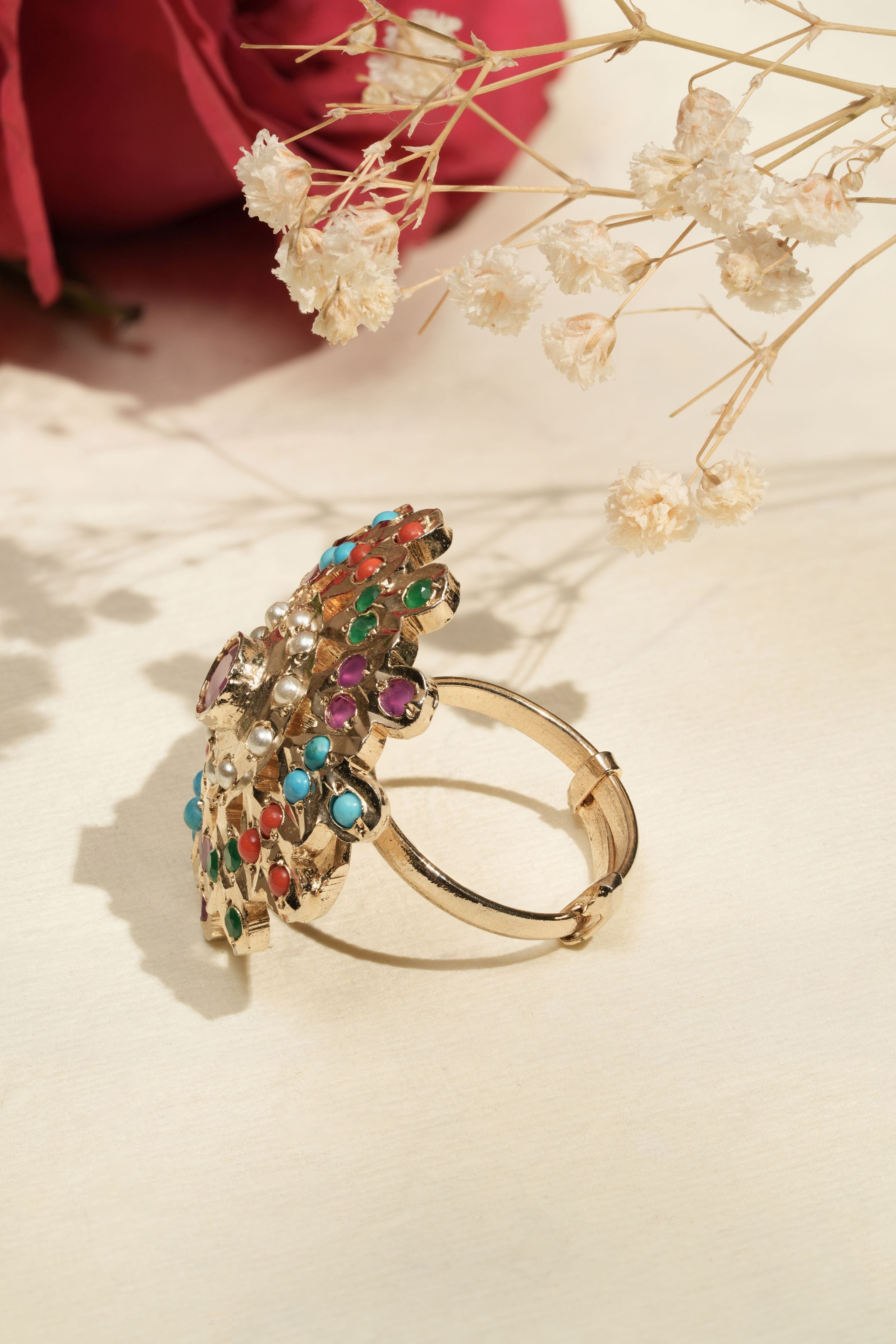 Royal Multicolor Stone Adjustable Statement Ring