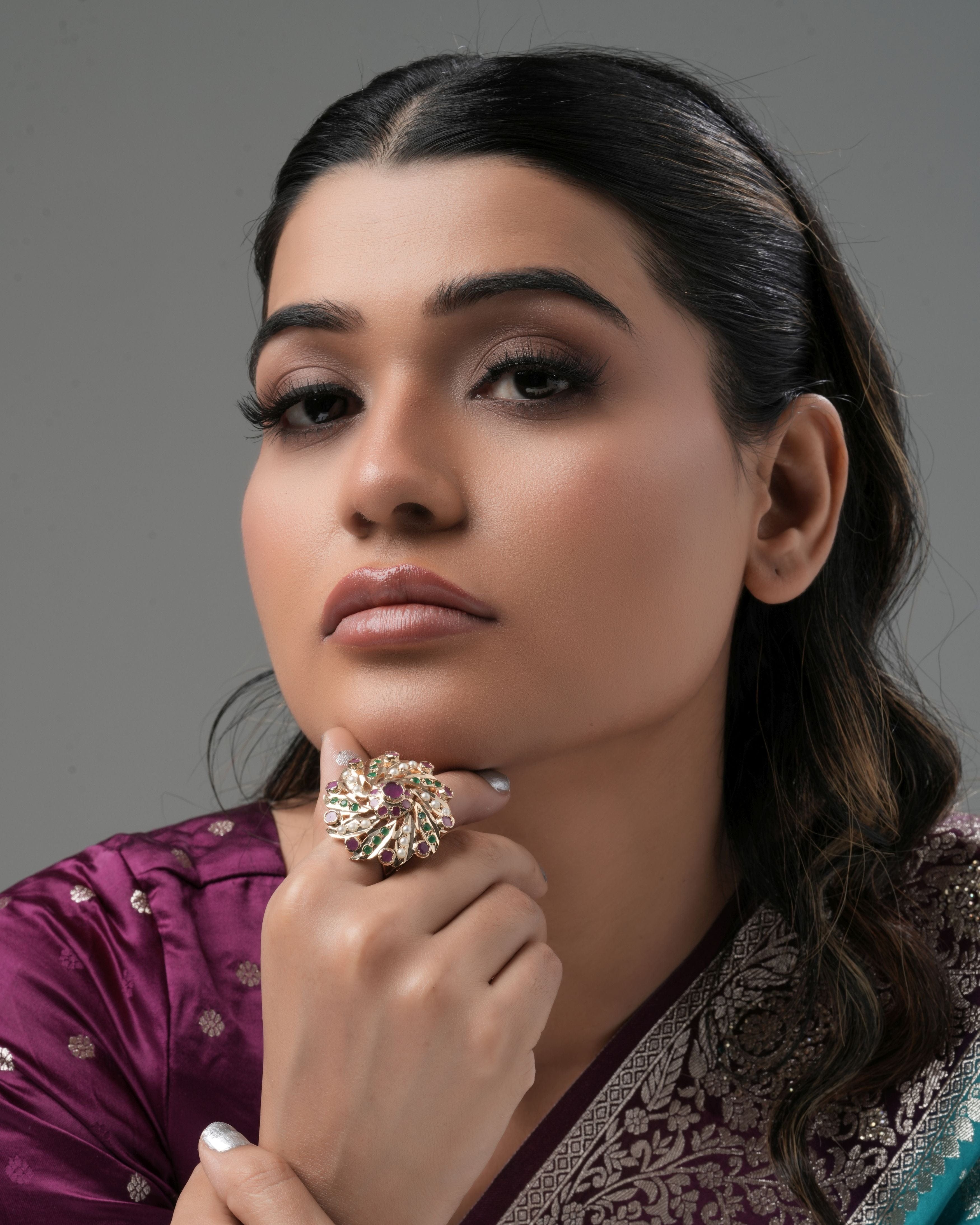 Floral Royale Multistone Adjustable Statement Ring