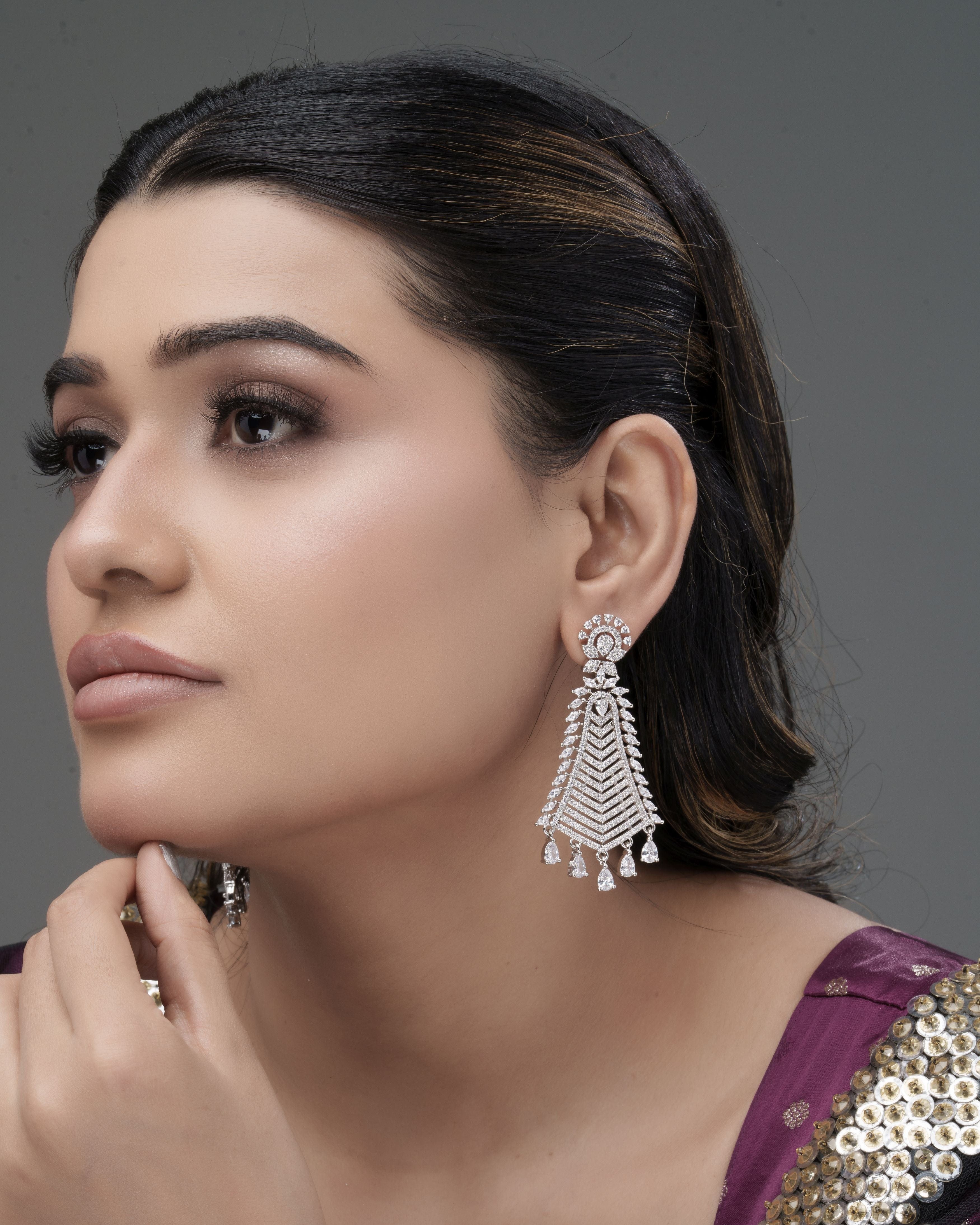 Luminescent Chevron Cascade Earrings