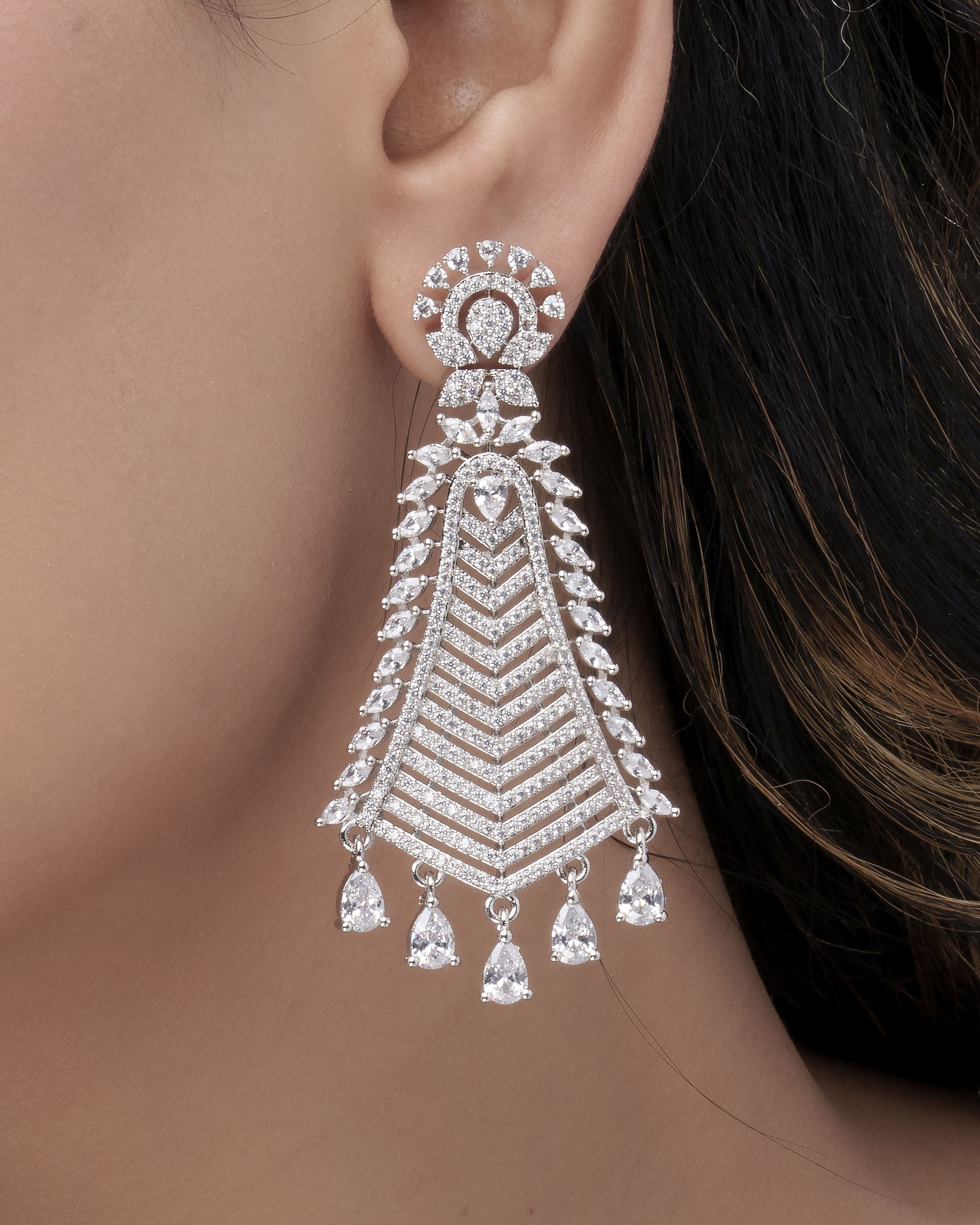 Luminescent Chevron Cascade Earrings