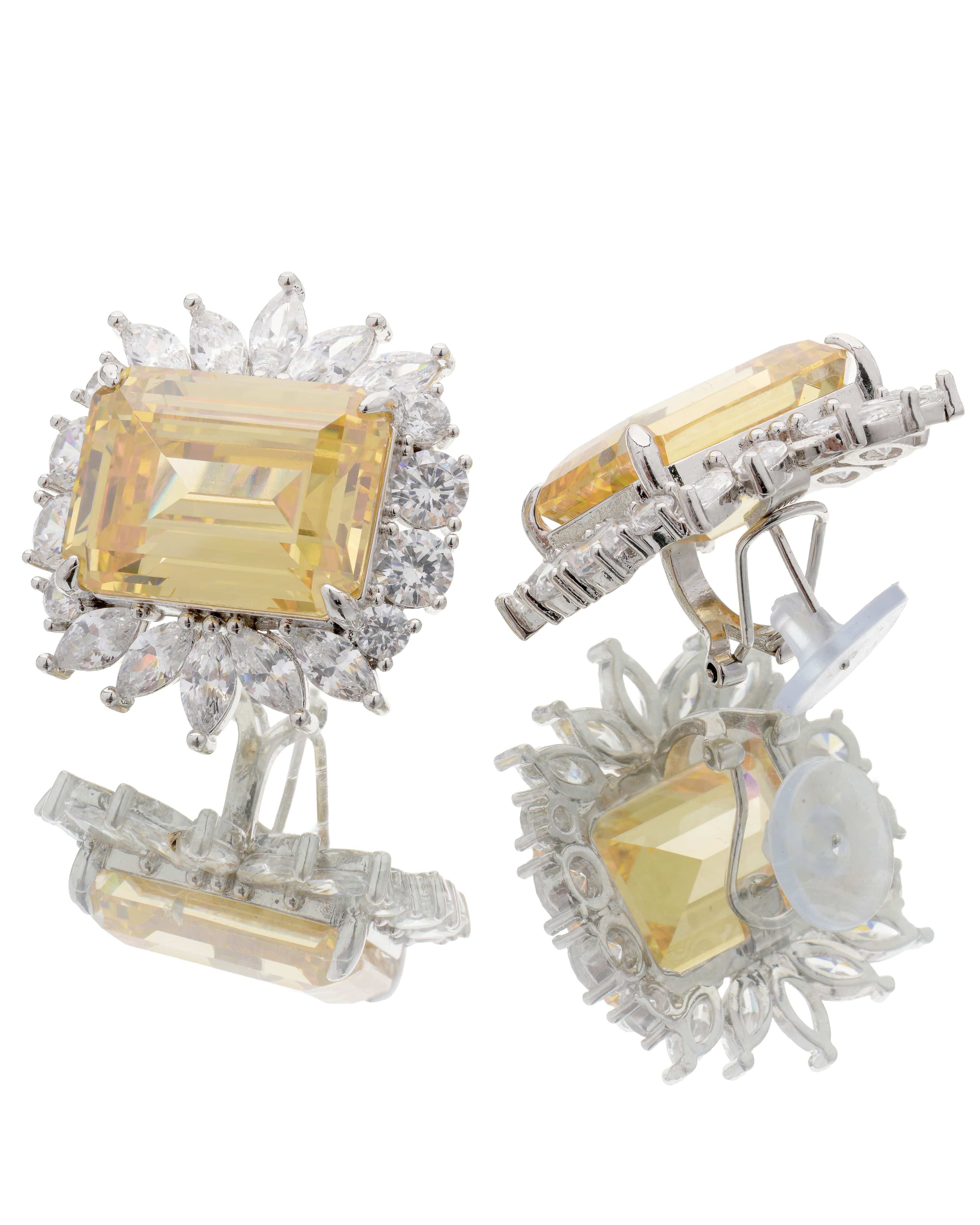 Emerald Laurel Halo Stud Earrings