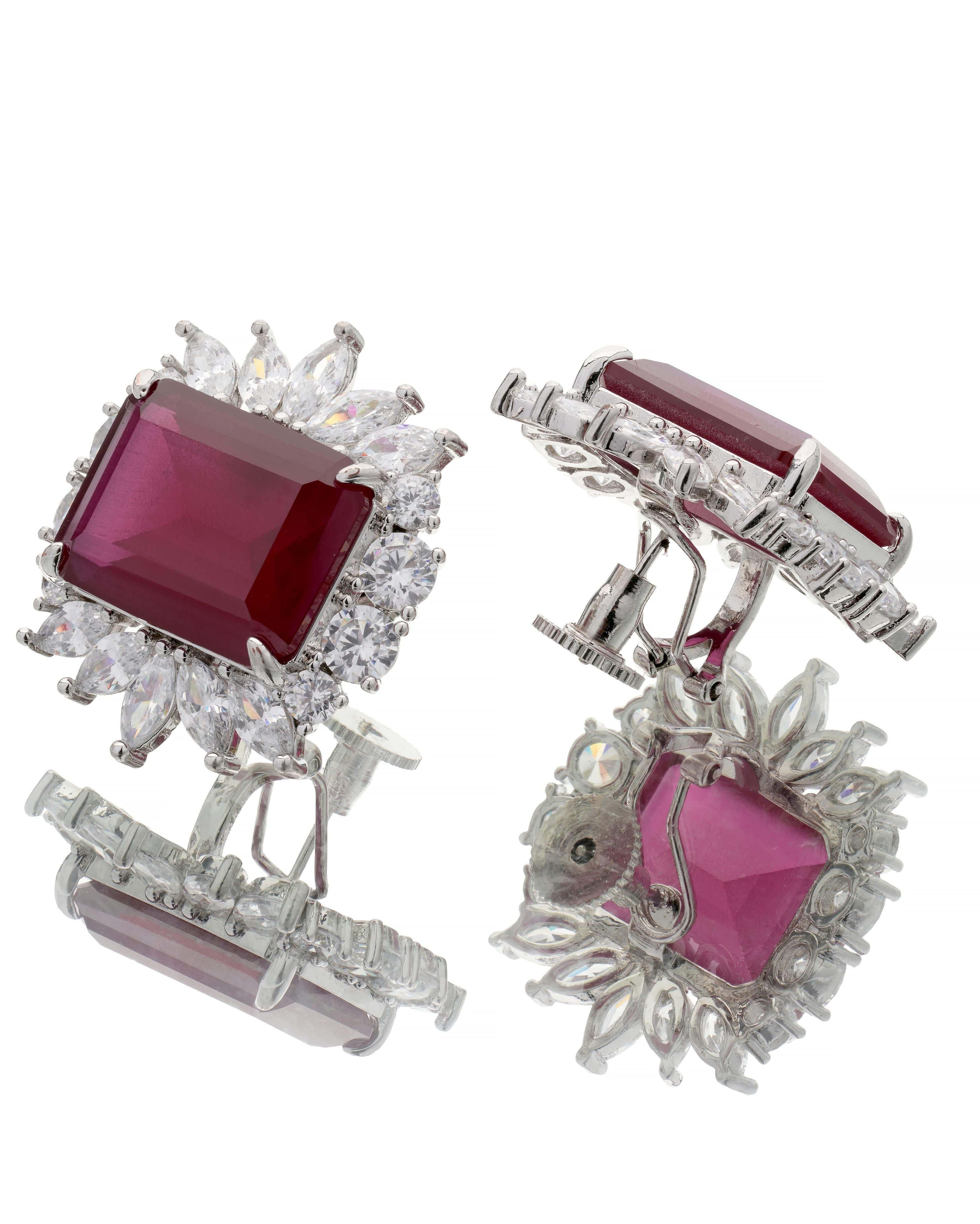 Emerald Laurel Halo Stud Earrings