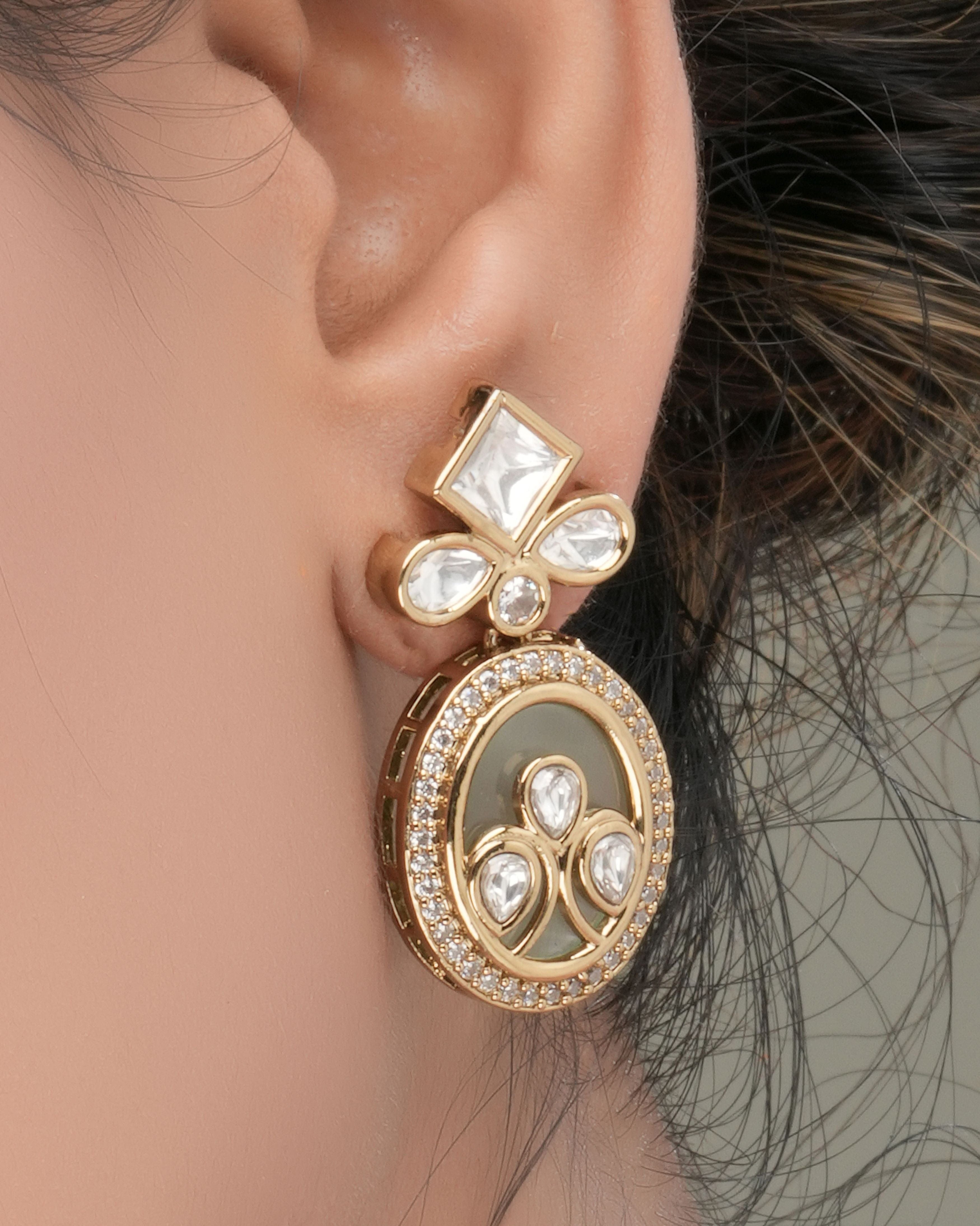 Pistachio Bloom – 3D KUNDAN & CZ Choker Necklace
