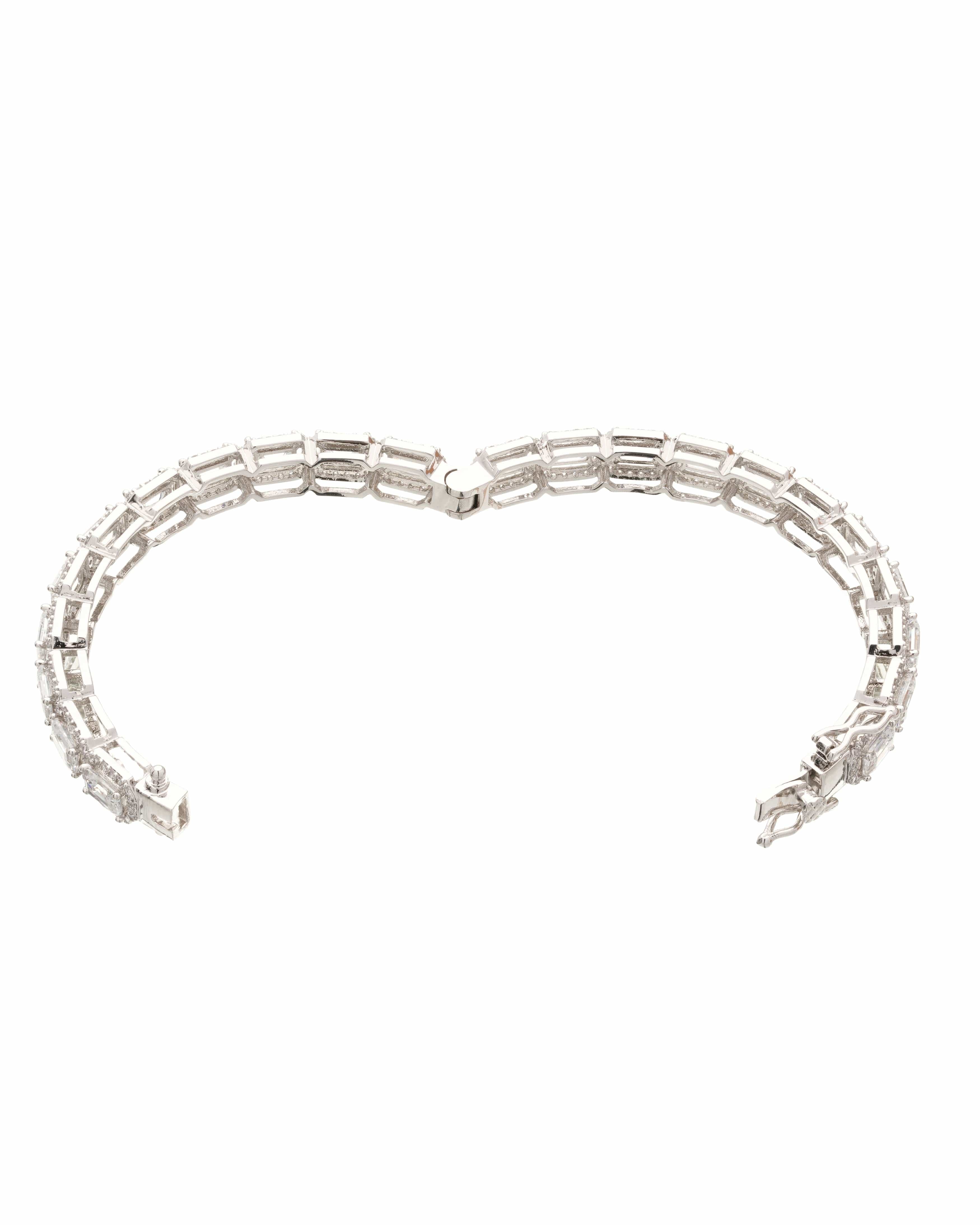 Baguette Cut Hinged CZ & Swarovski Elements Bangle Duo