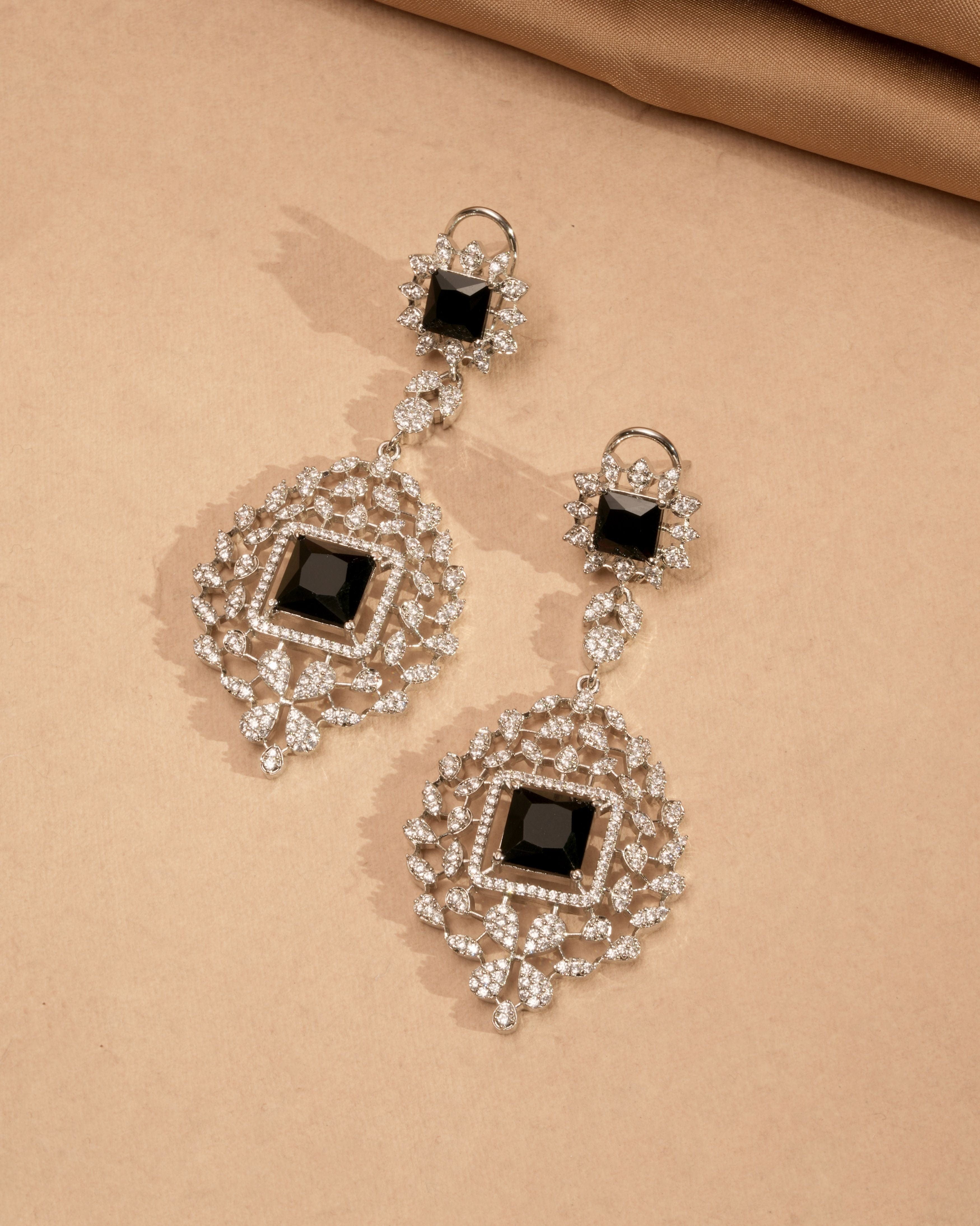 Midnight Majesty Double Layer Necklace & Drop Earring Set