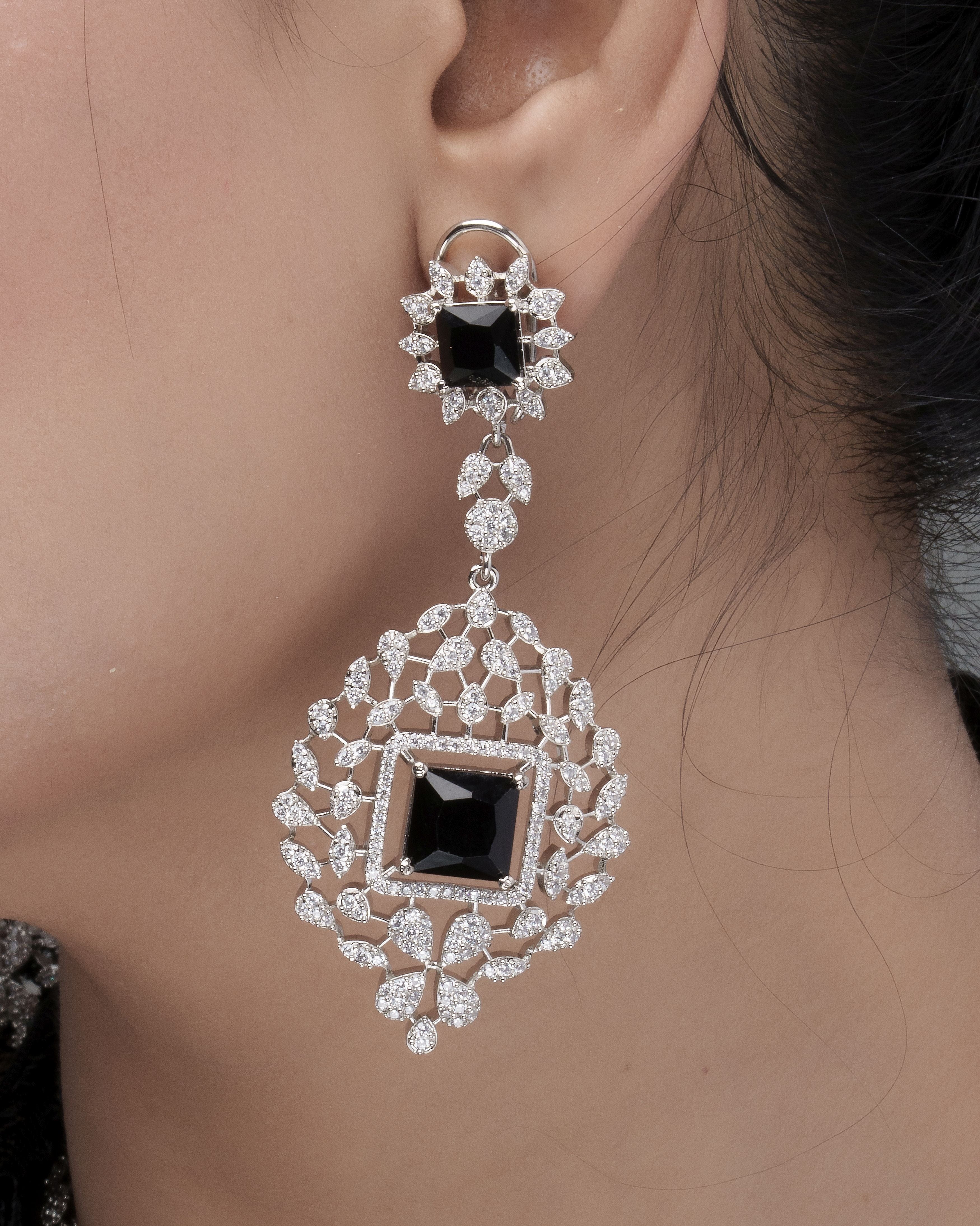 Midnight Majesty Double Layer Necklace & Drop Earring Set