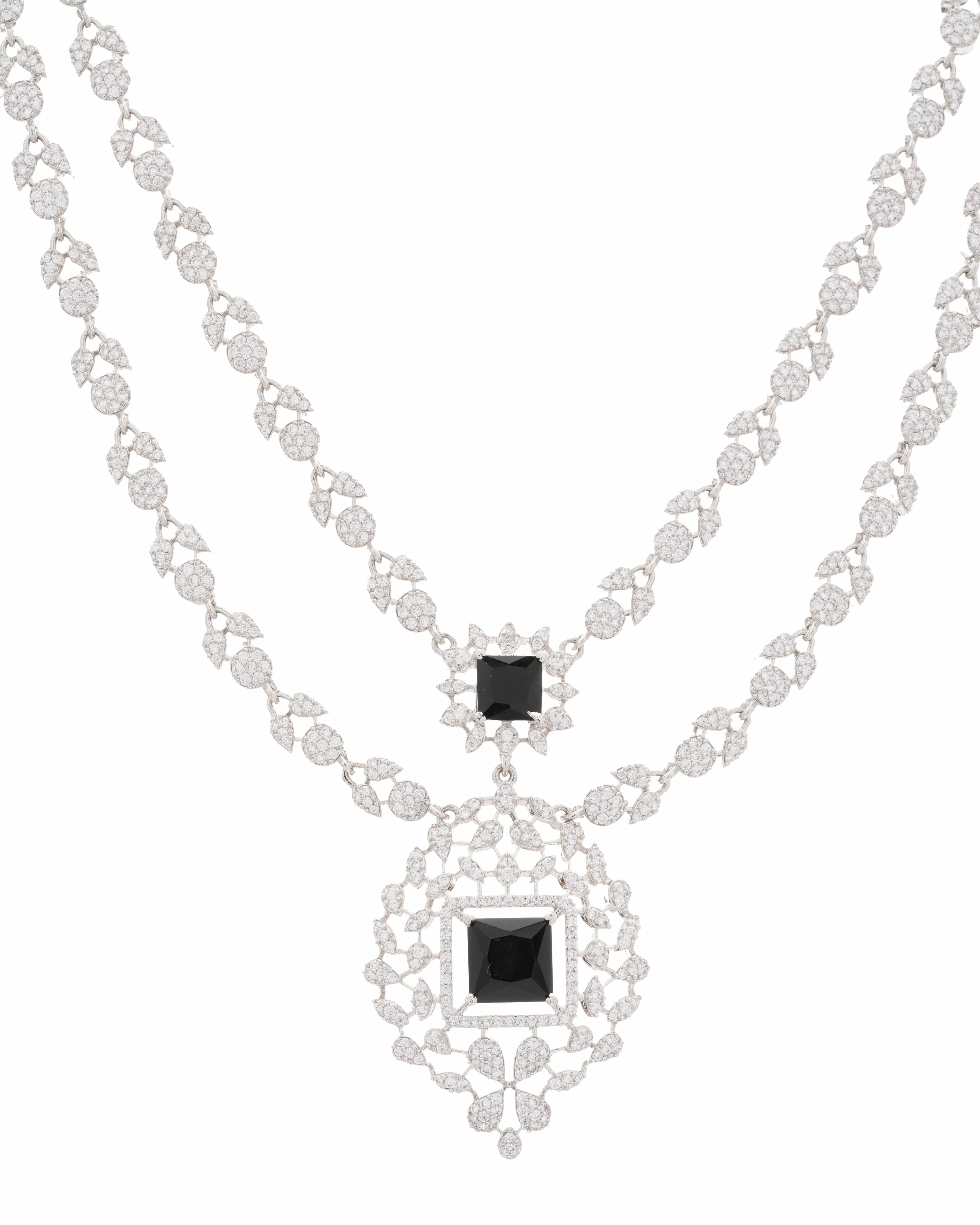 Midnight Majesty Double Layer Necklace & Drop Earring Set