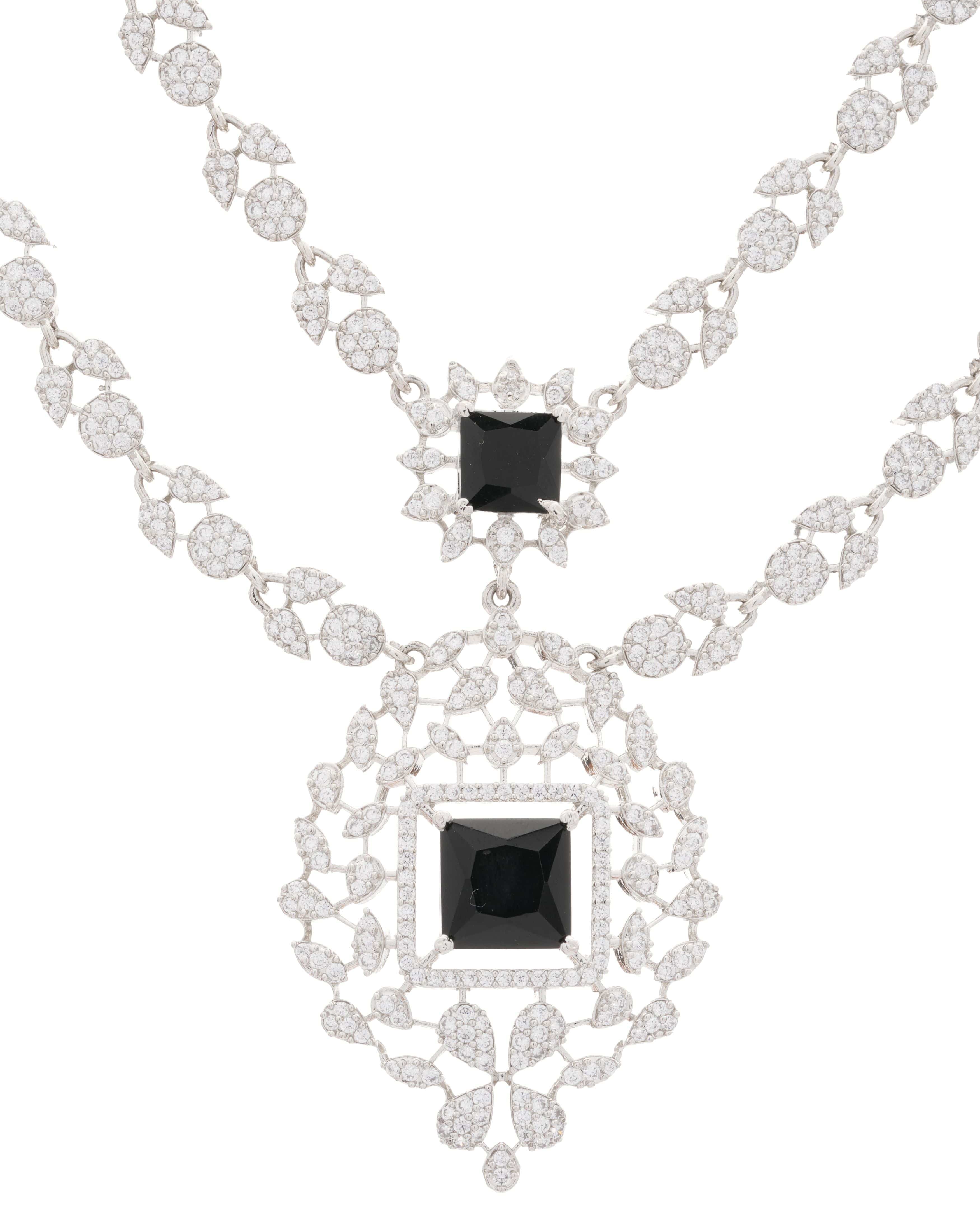 Midnight Majesty Double Layer Necklace & Drop Earring Set
