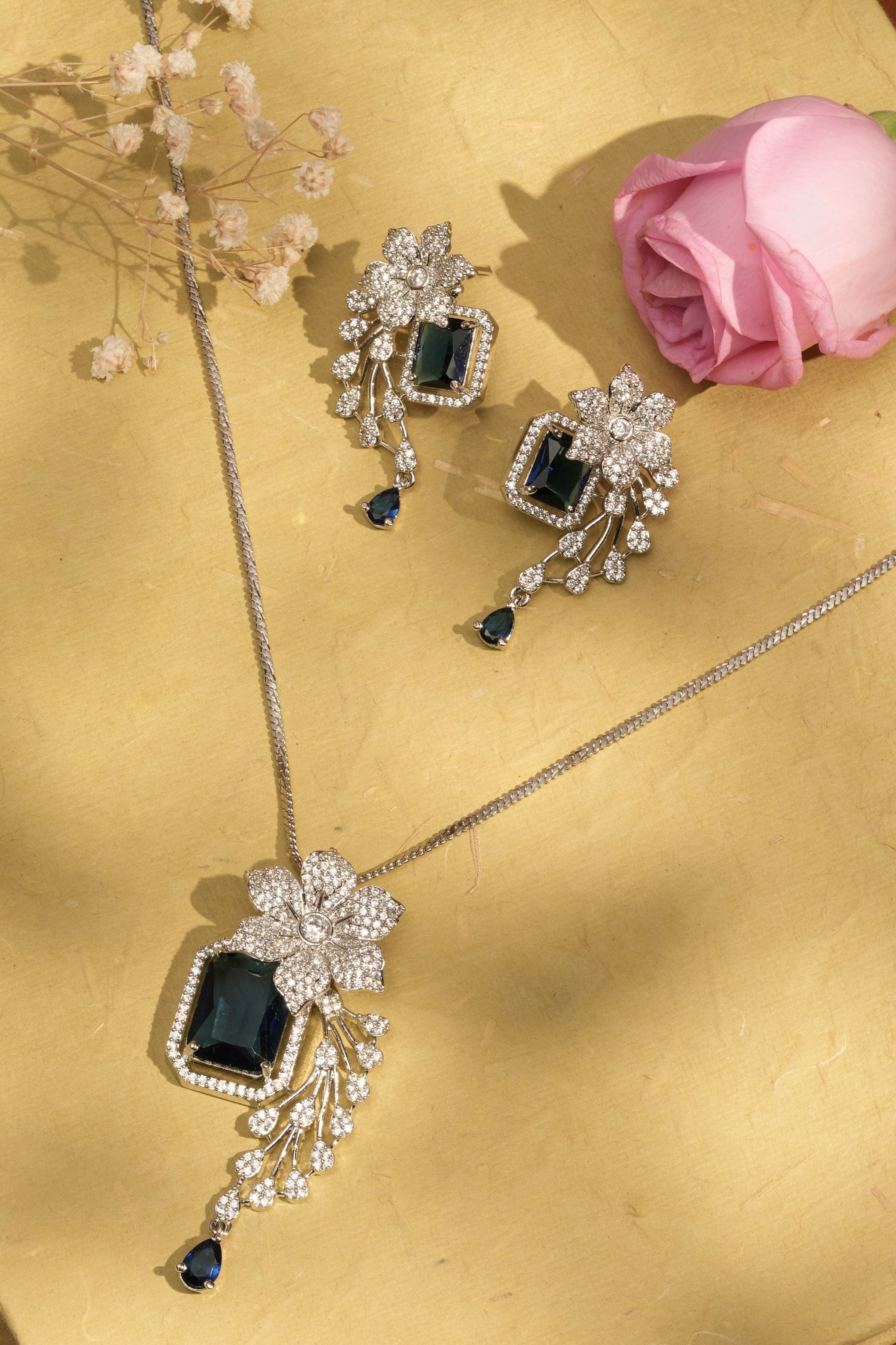 Celestial Bloom Pendant & Earring Set