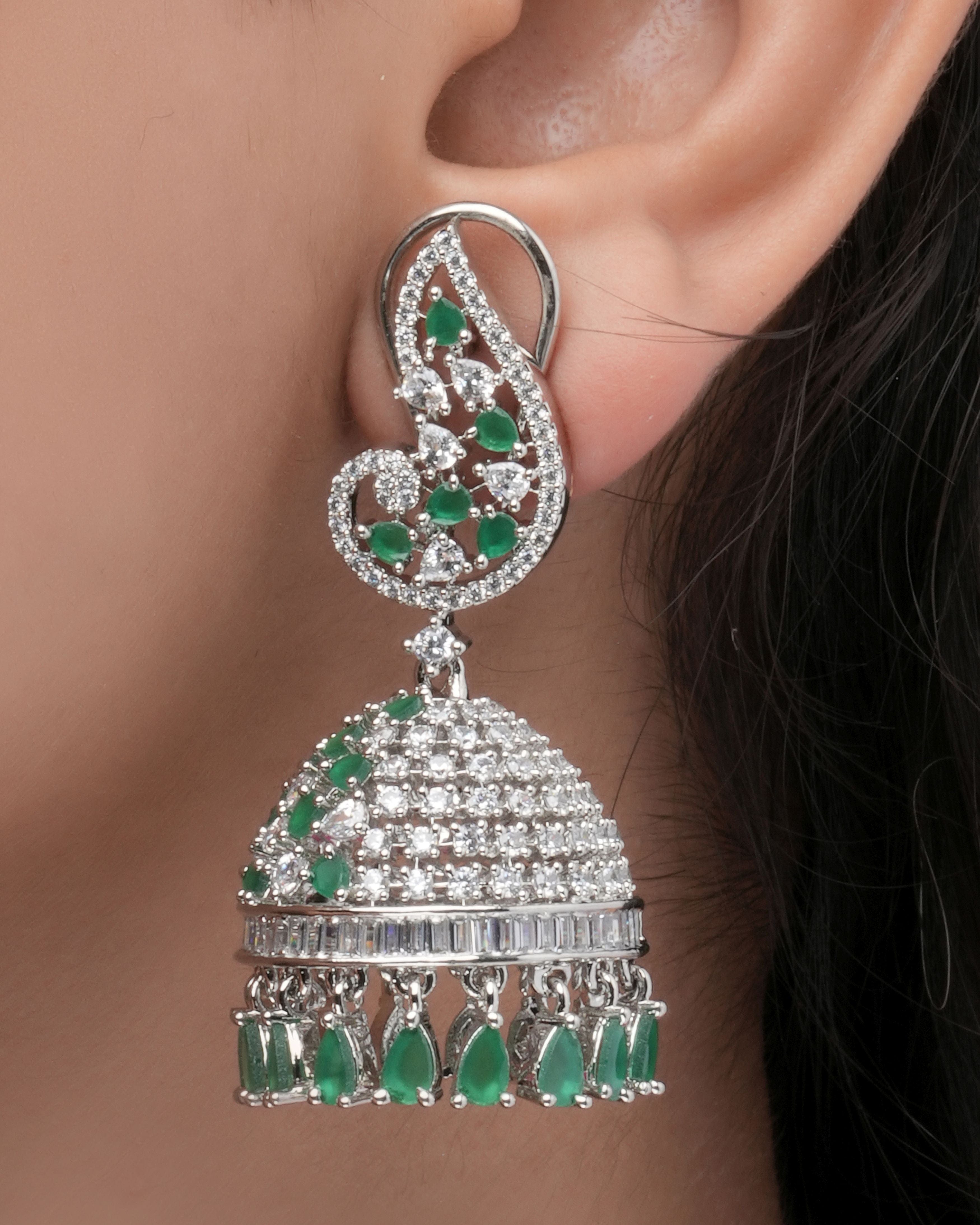 Emerald Dew Jhumka Earrings
