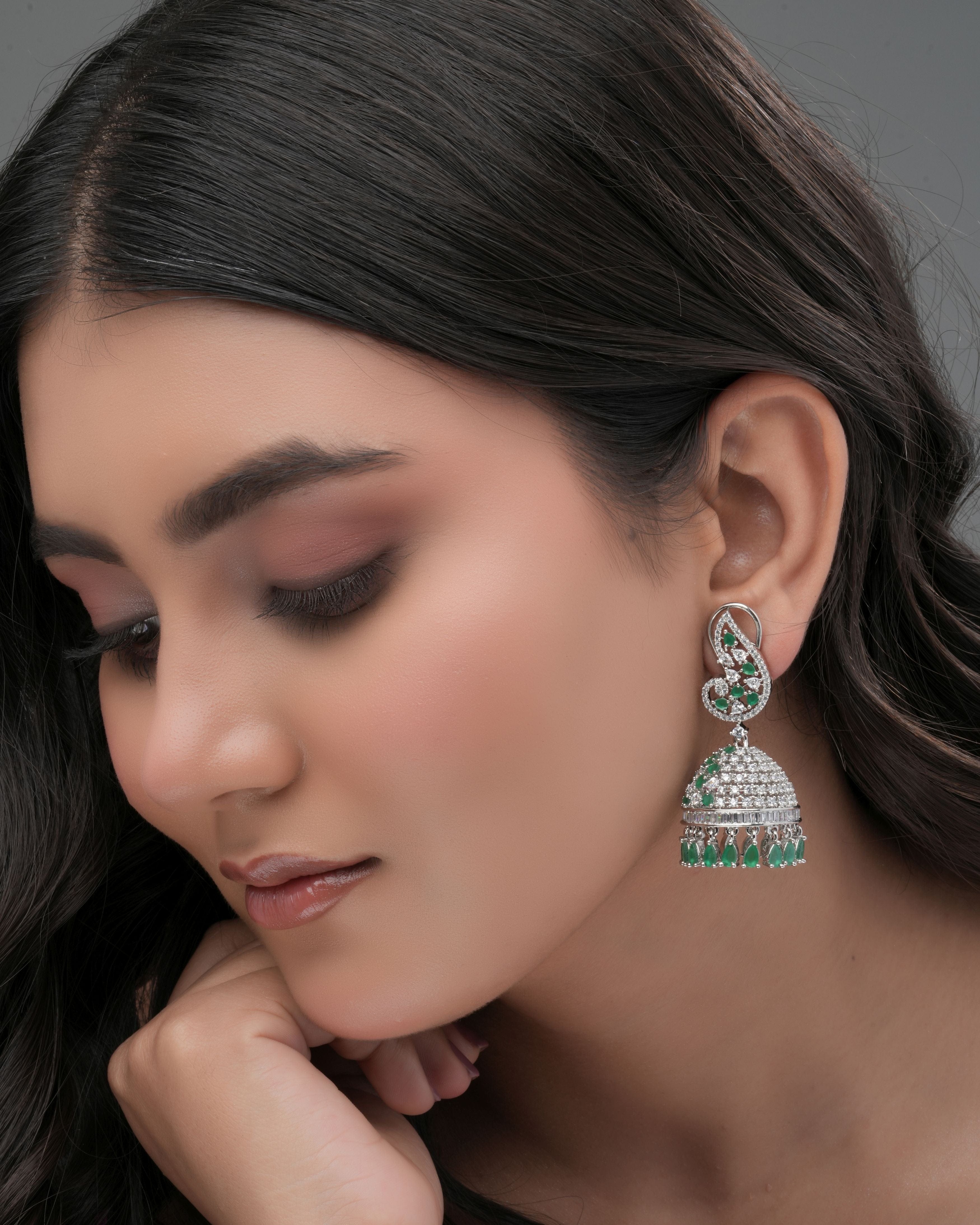 Emerald Dew Jhumka Earrings