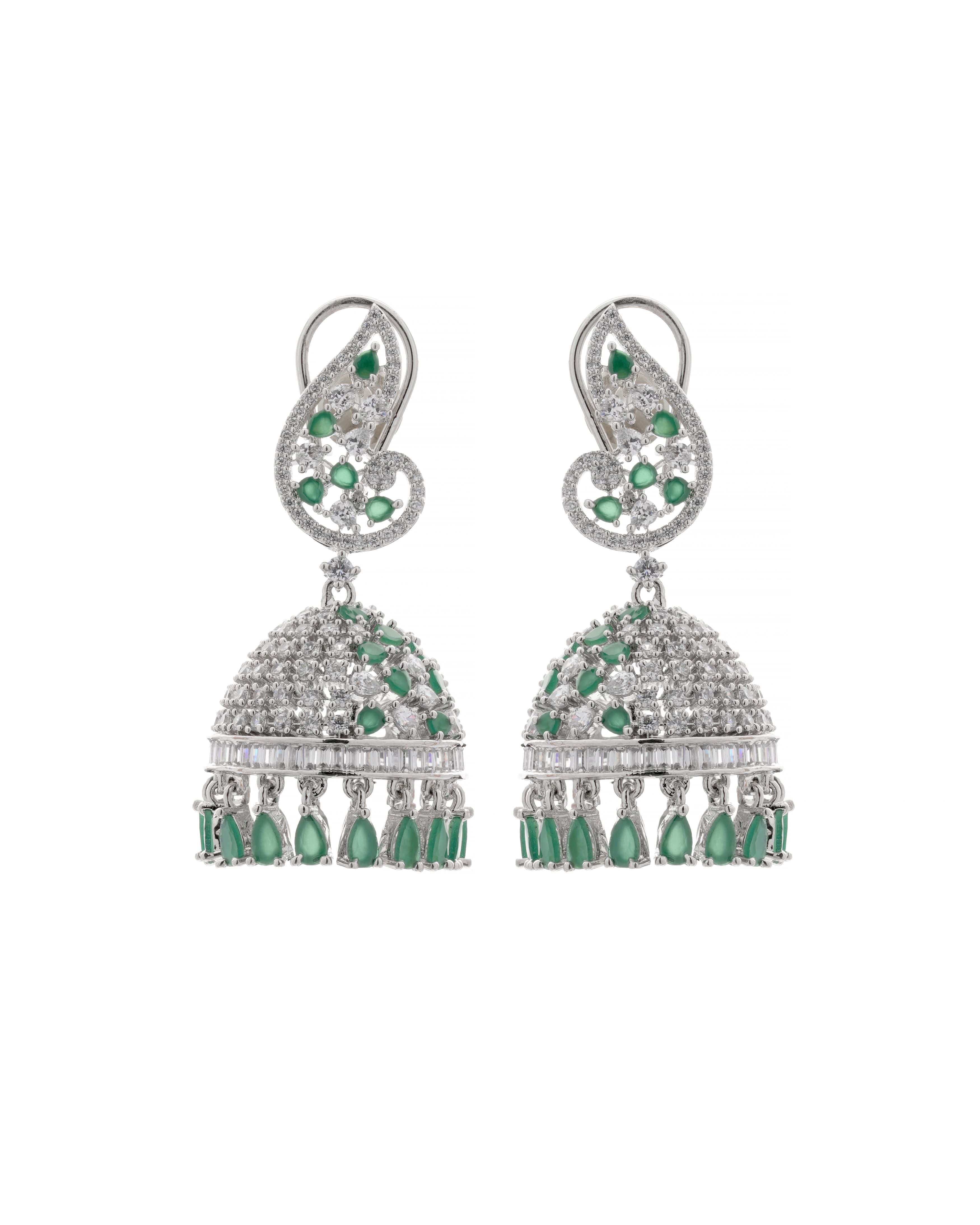 Emerald Dew Jhumka Earrings