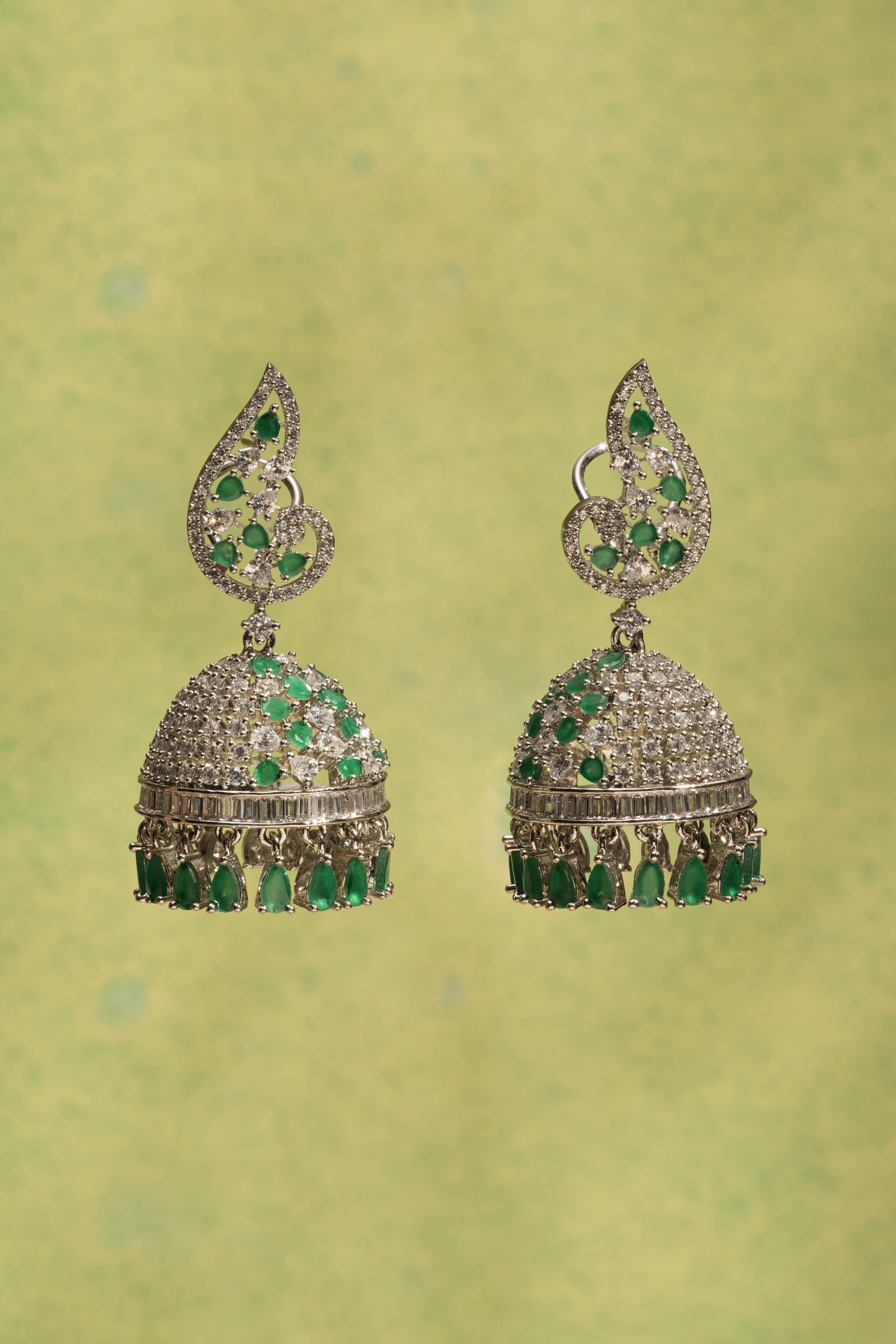 Emerald Dew Jhumka Earrings