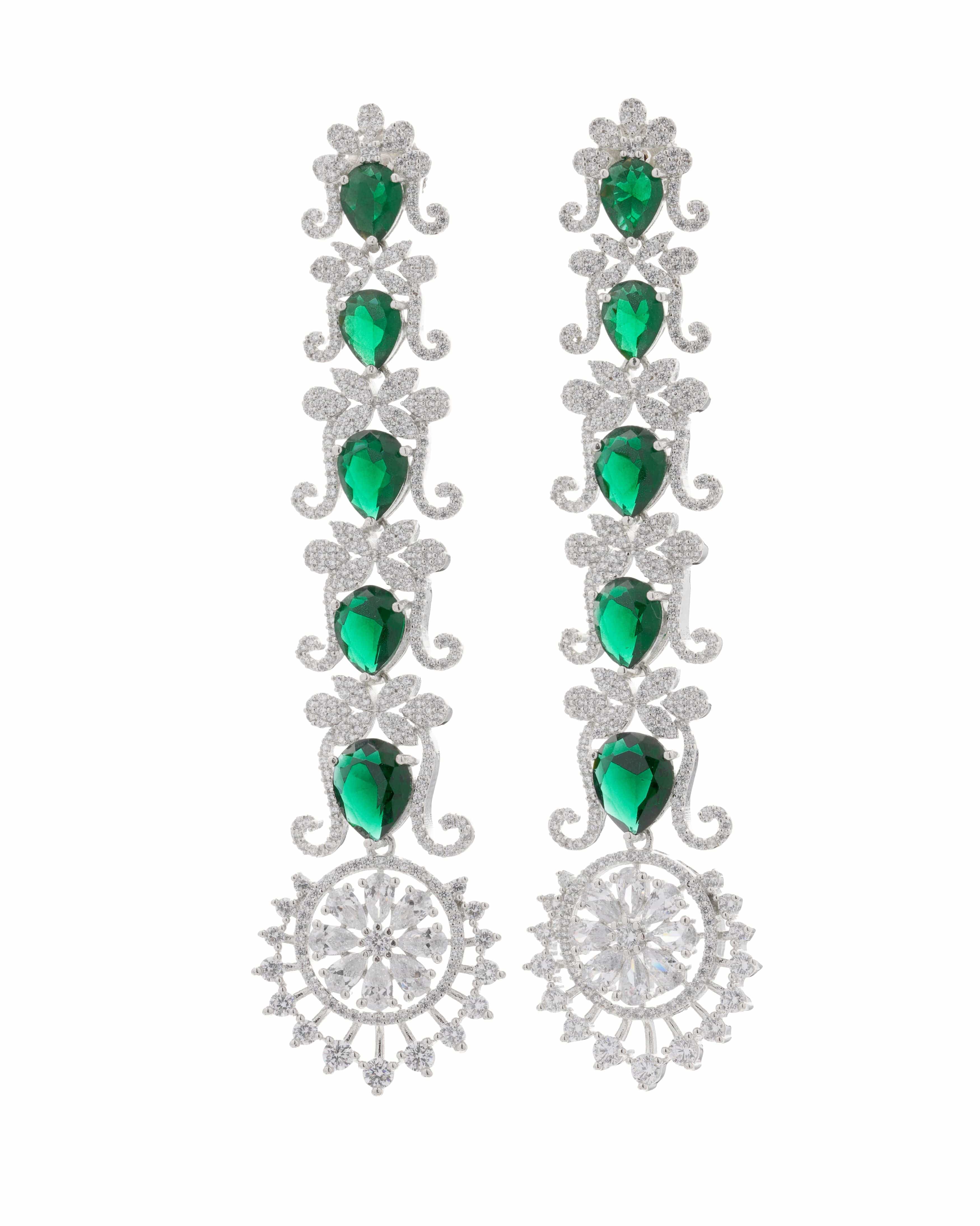 Emerald Radiance Cascading Drop Earrings