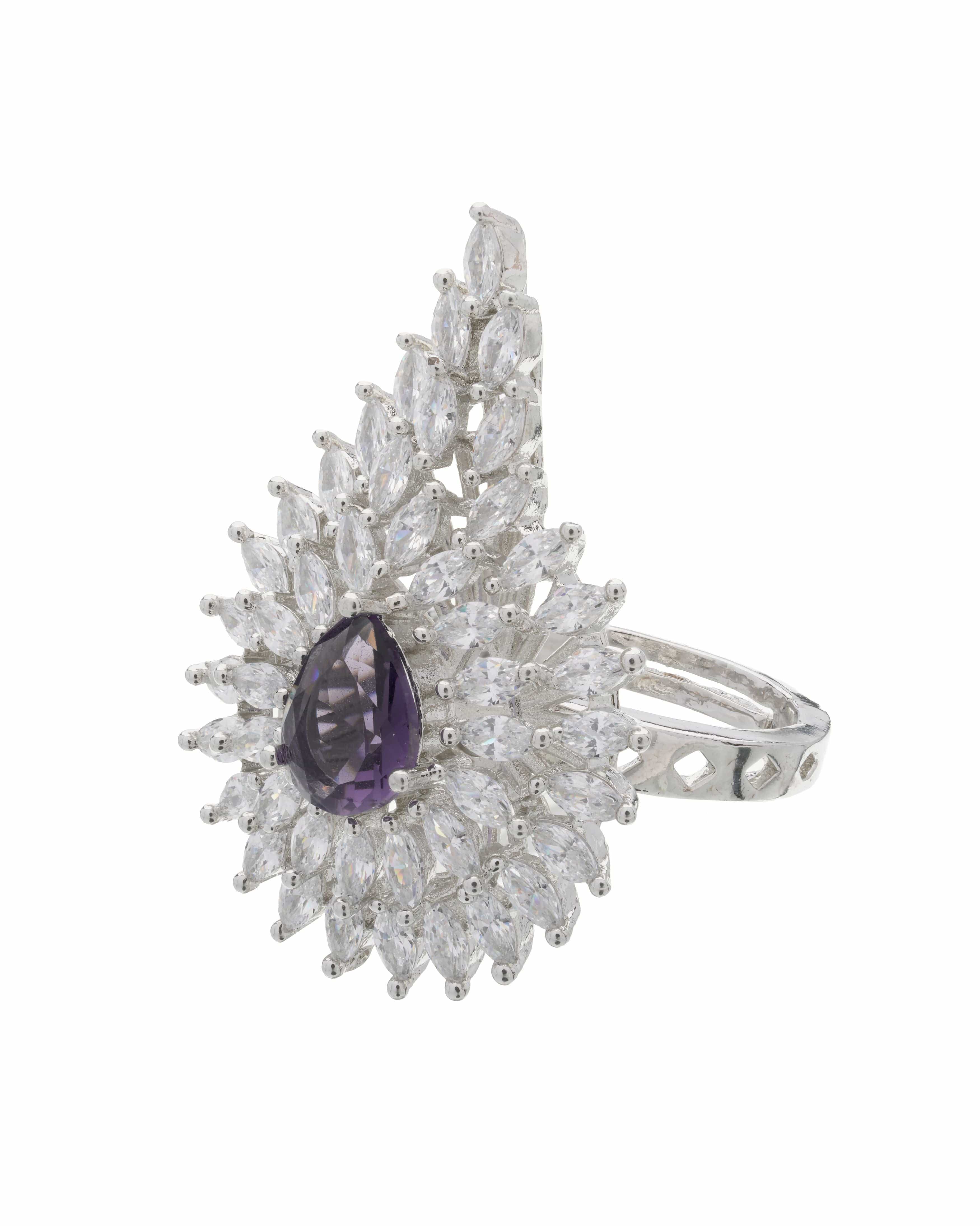 Midnight Dew Teardrop Adjustable Cocktail Ring