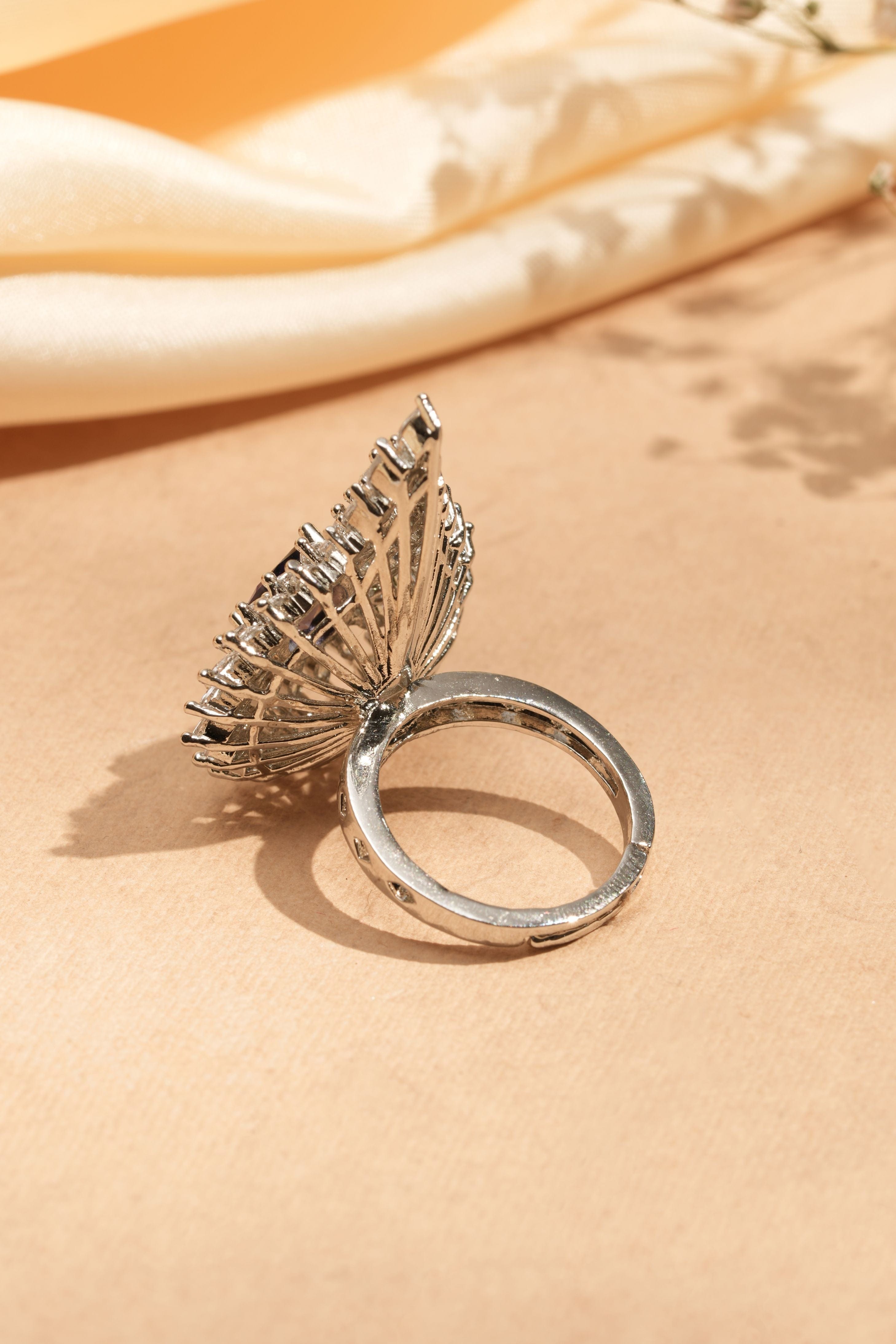 Midnight Dew Teardrop Adjustable Cocktail Ring
