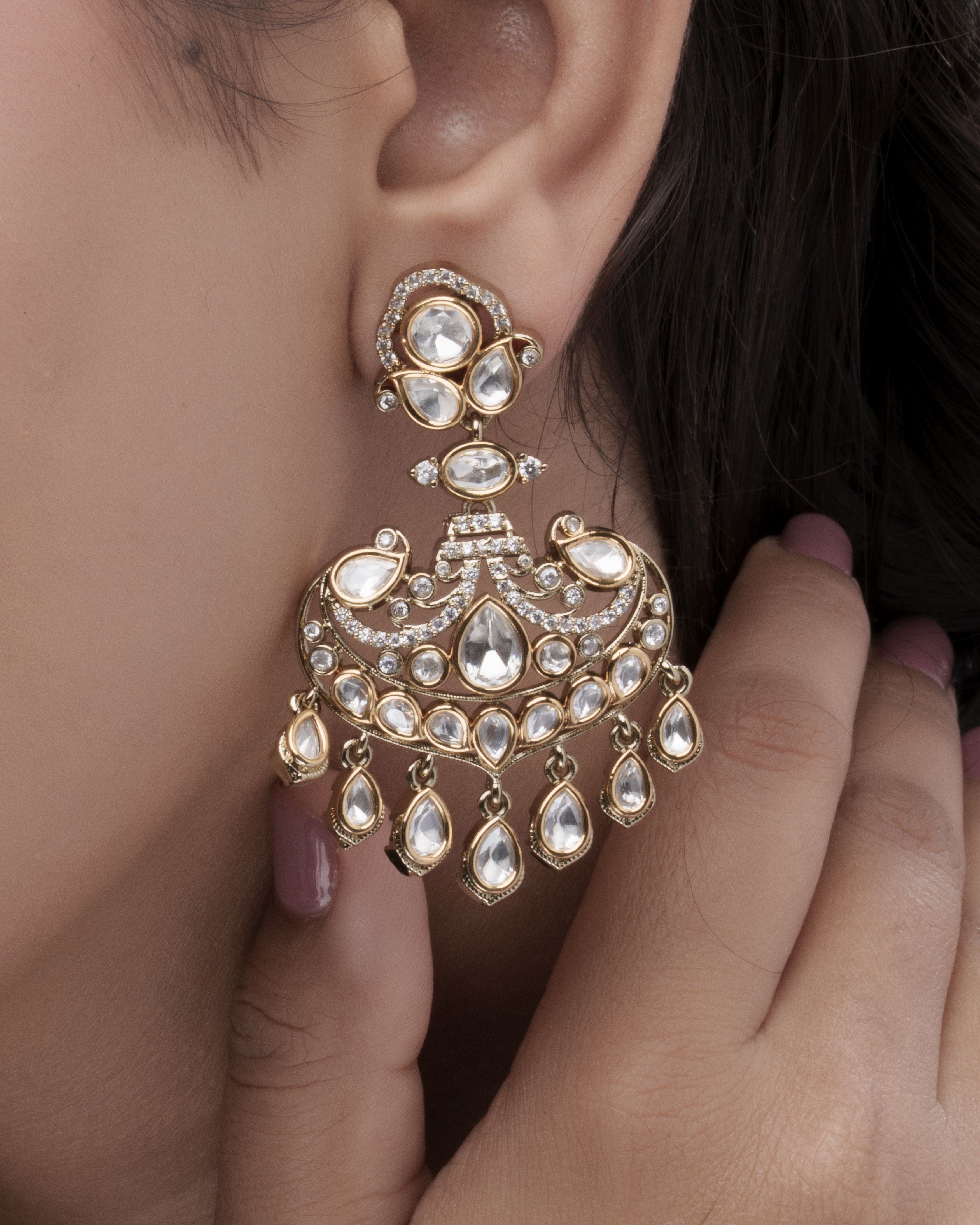 Antique Radiance Mozanite Jhumka Earrings