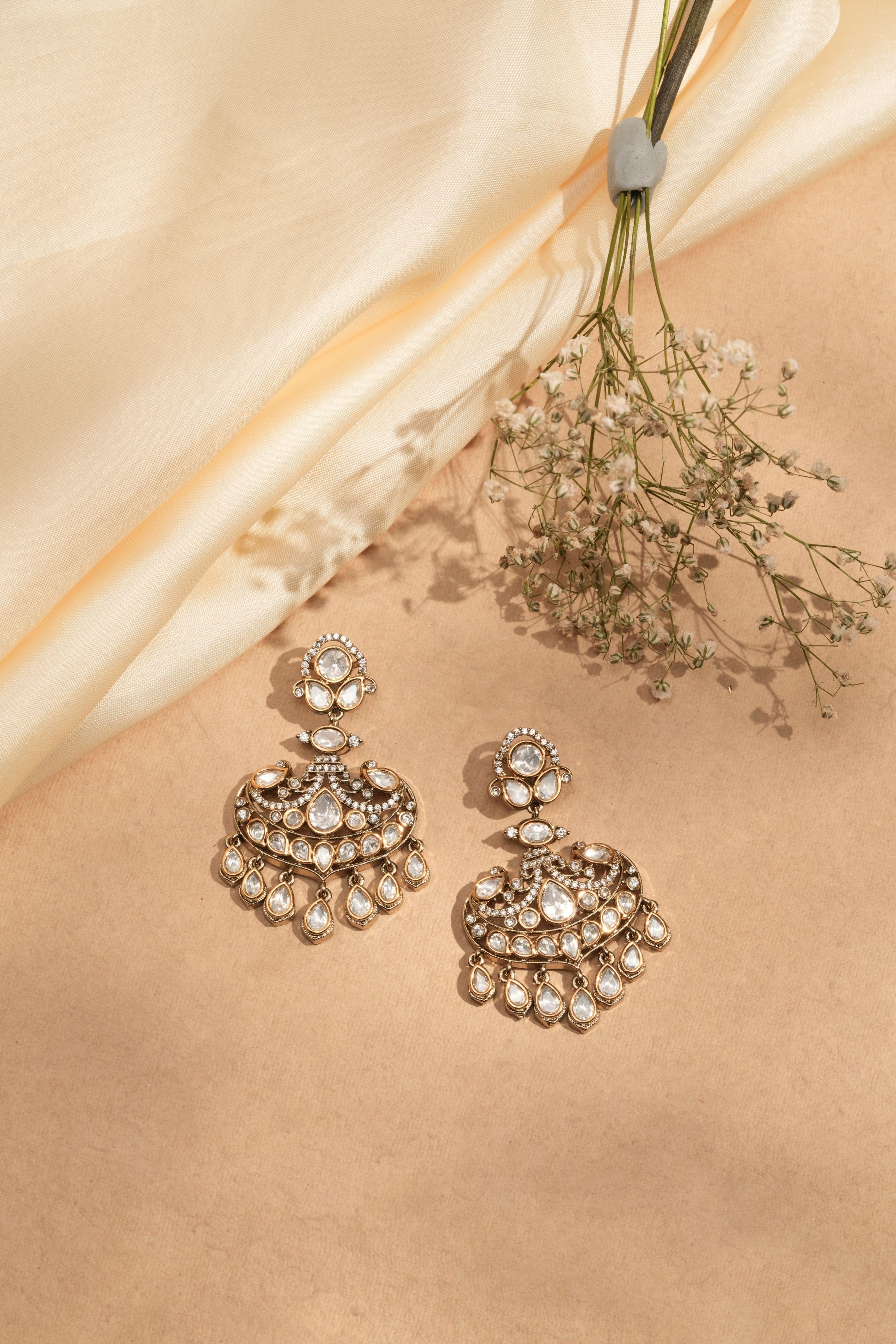 Antique Radiance Mozanite Jhumka Earrings