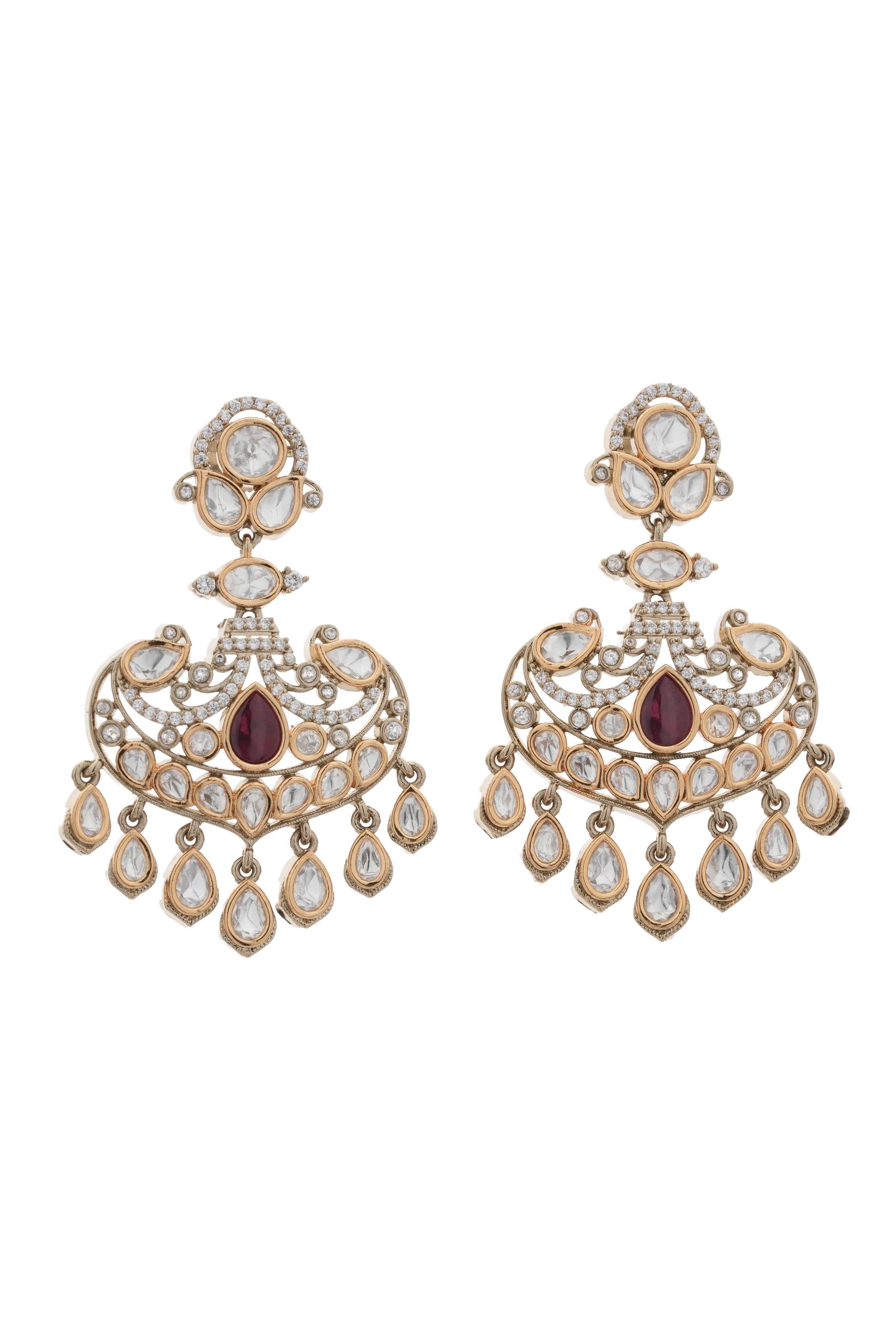 Antique Radiance Mozanite Jhumka Earrings