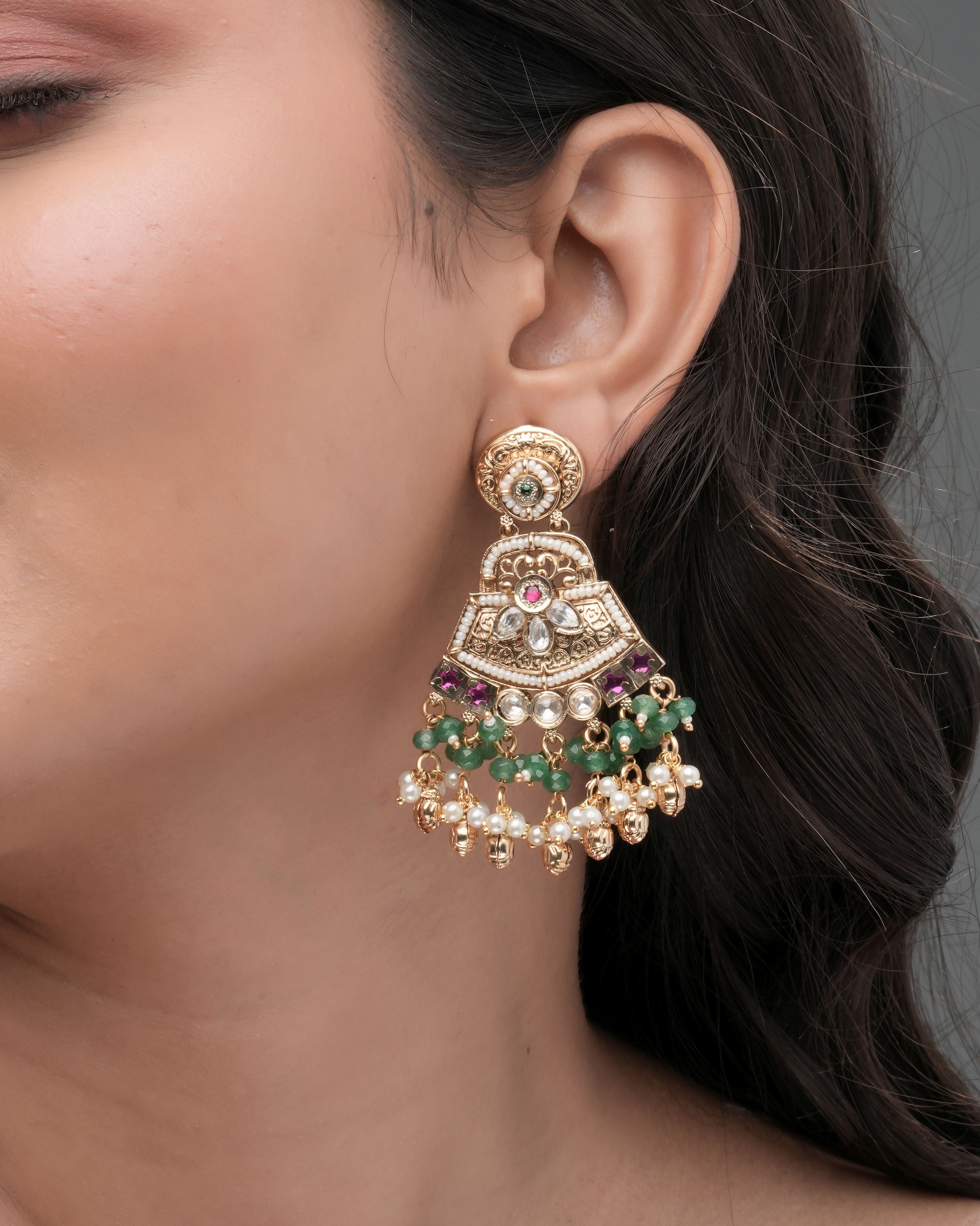 Amrapali Heritage Kundan Jhumka Earrings