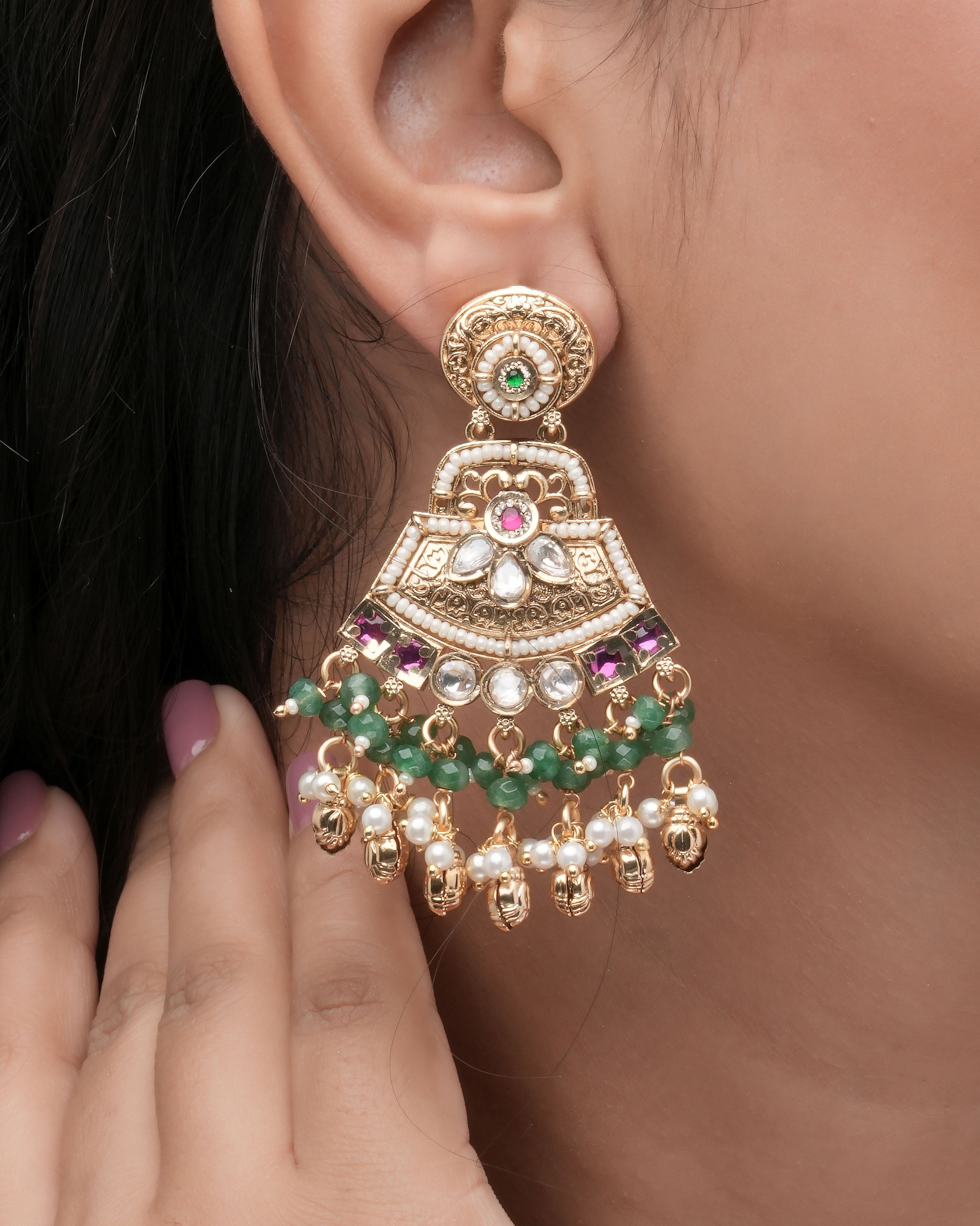 Amrapali Heritage Kundan Jhumka Earrings