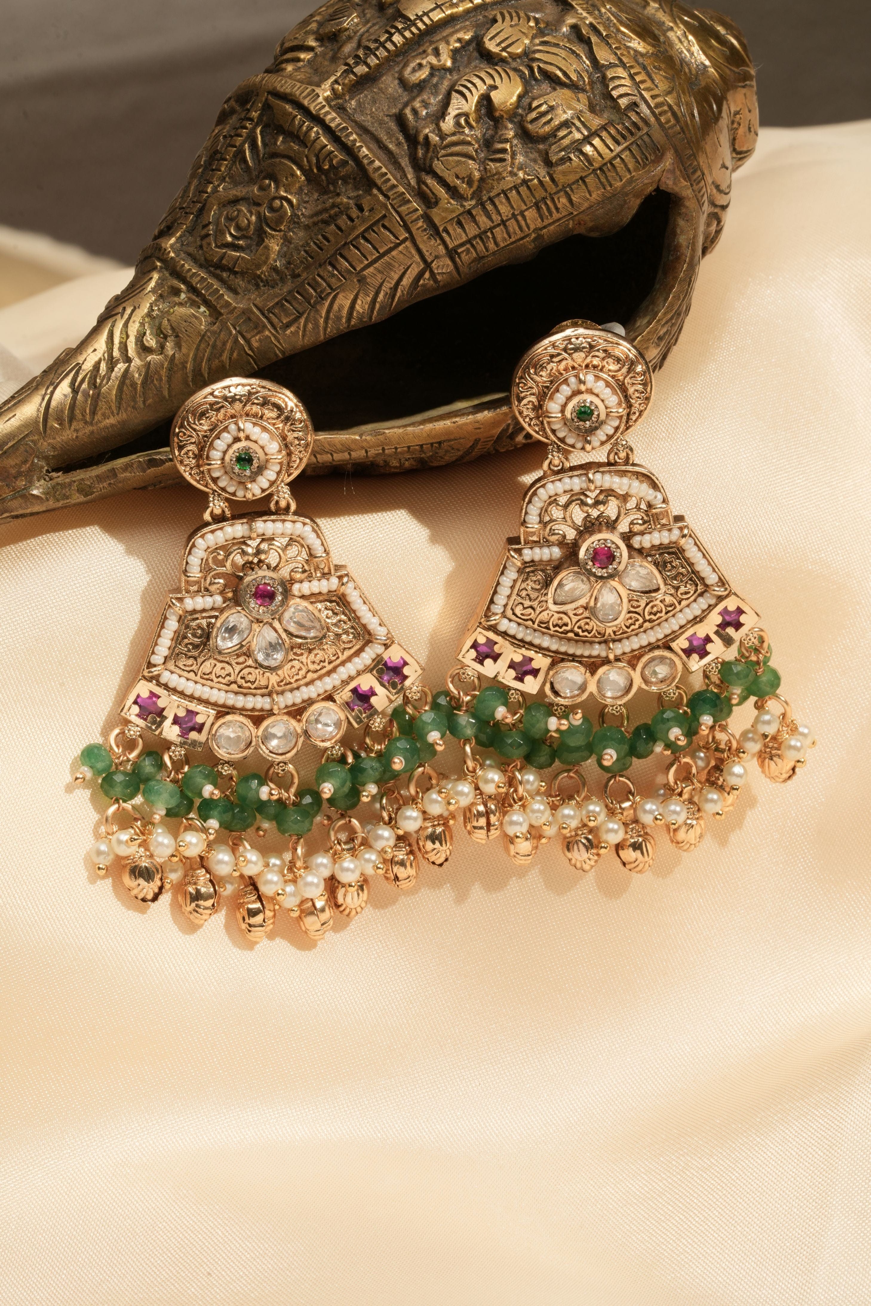 Amrapali Heritage Kundan Jhumka Earrings