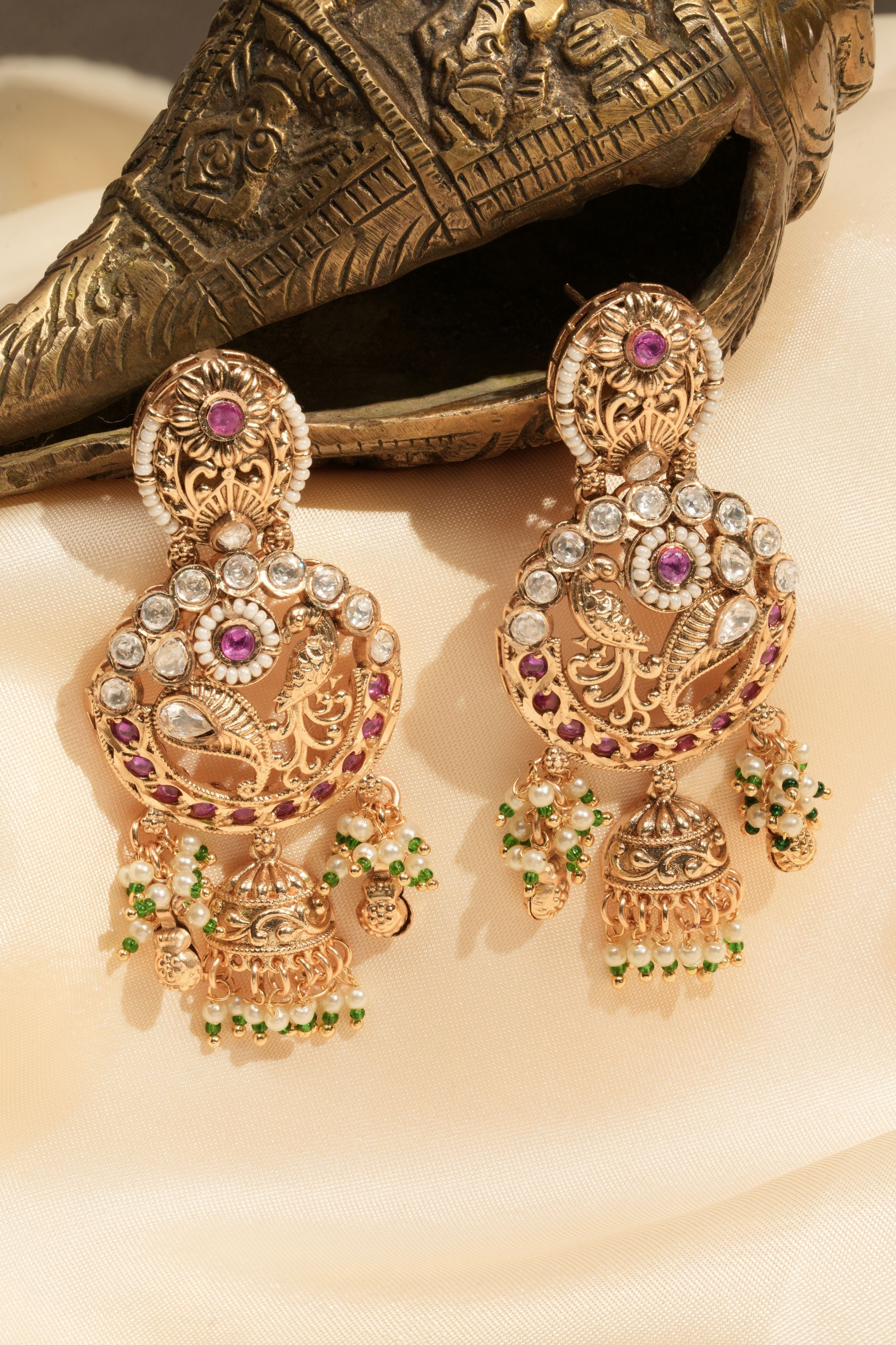 Aviary Song Filigree Jhumka Earrings