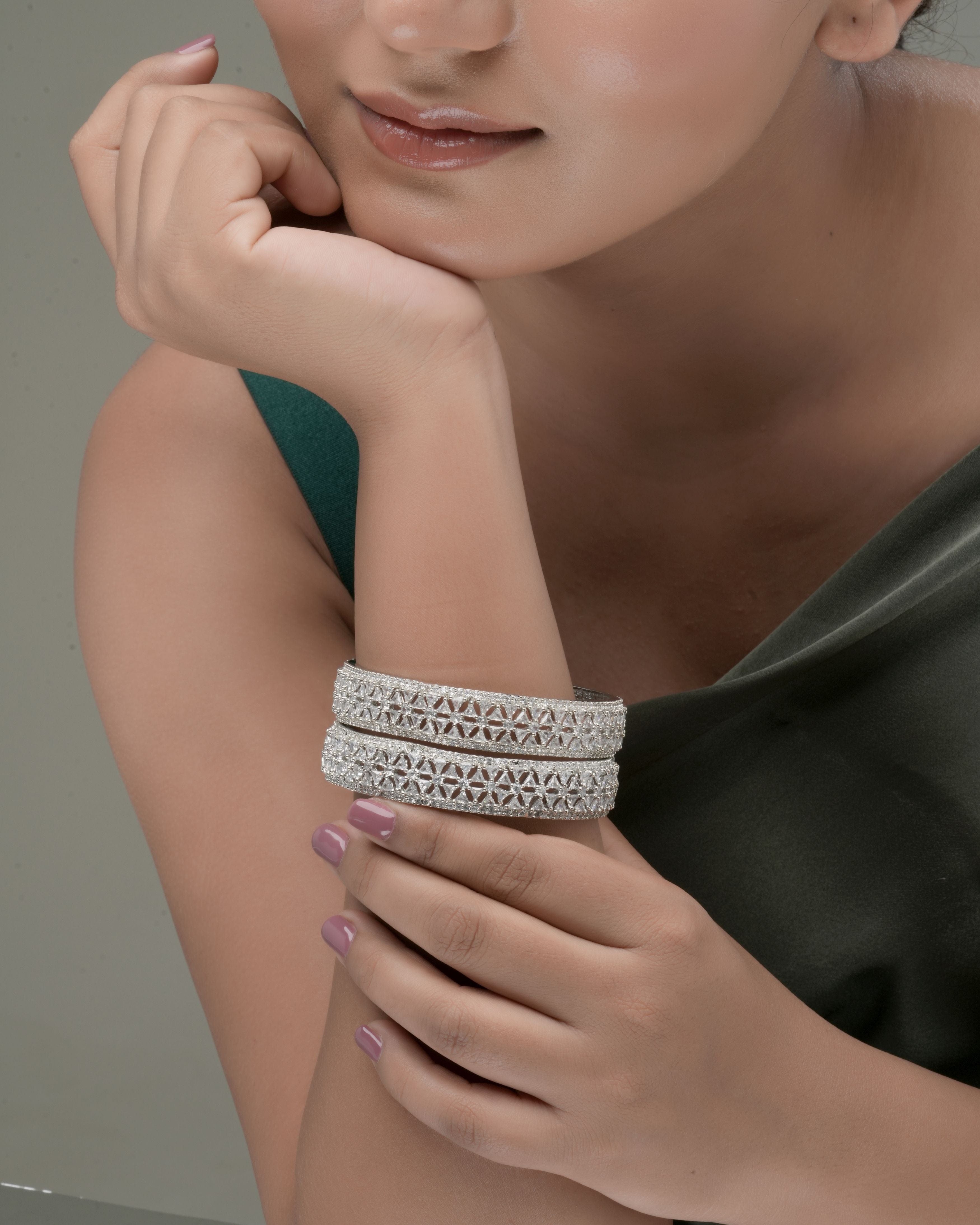 Starlit Elegance Pave Bangle Duo