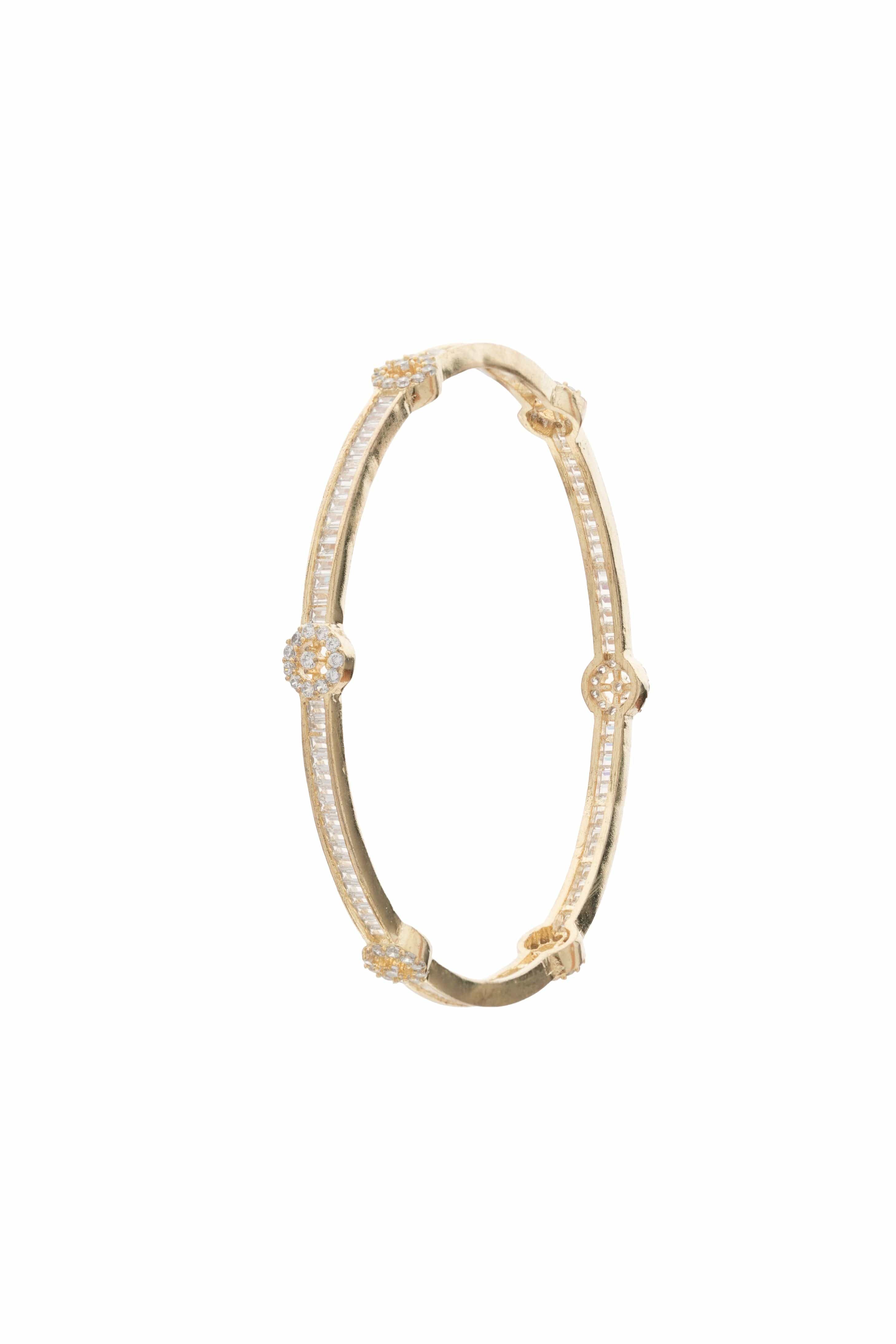 Radiant Gleam – Gold-Finished AD Bangles (Set of 4)