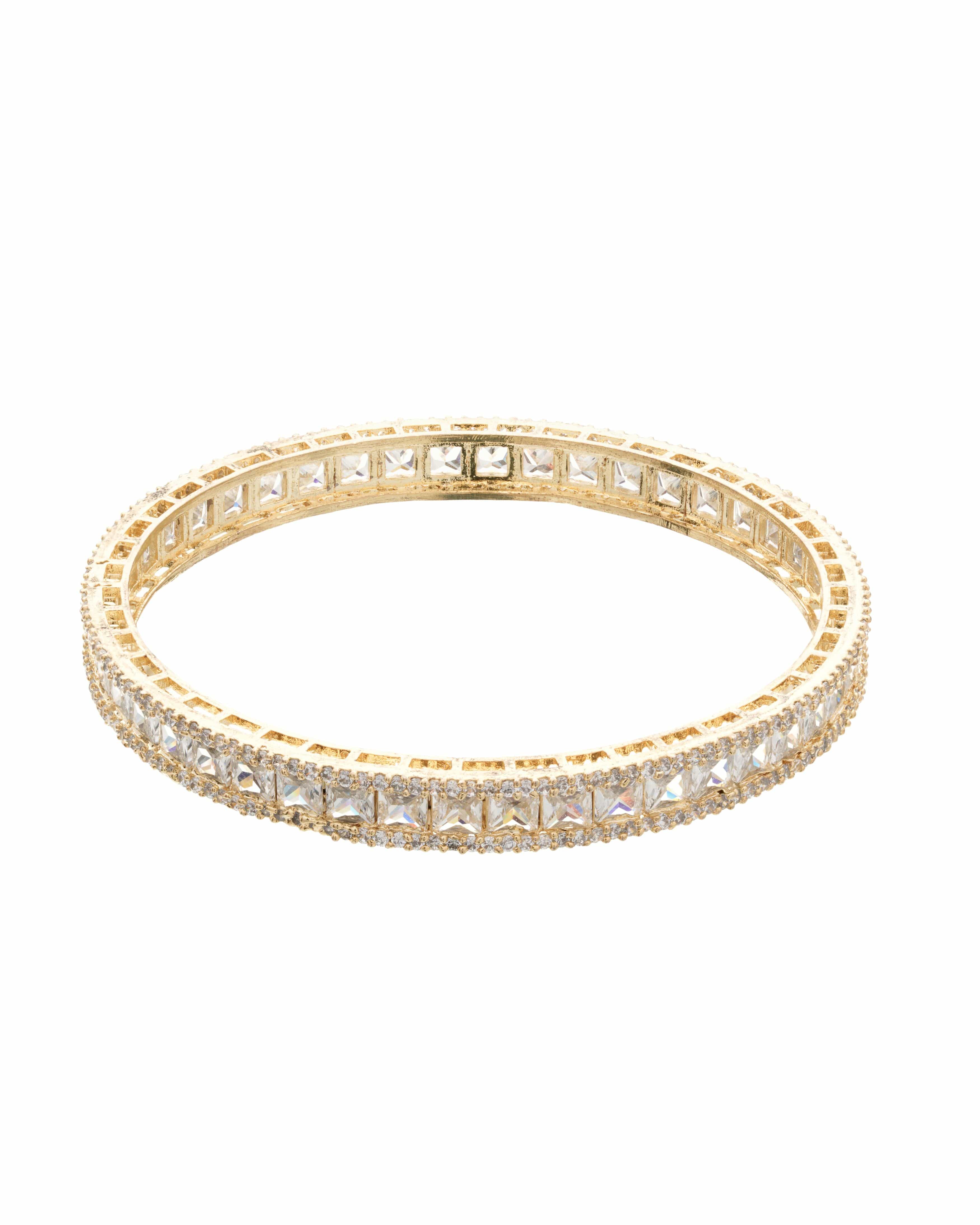 Luxe Prism – Gold-Finished Bangles Pair with Square Swarovski Elements