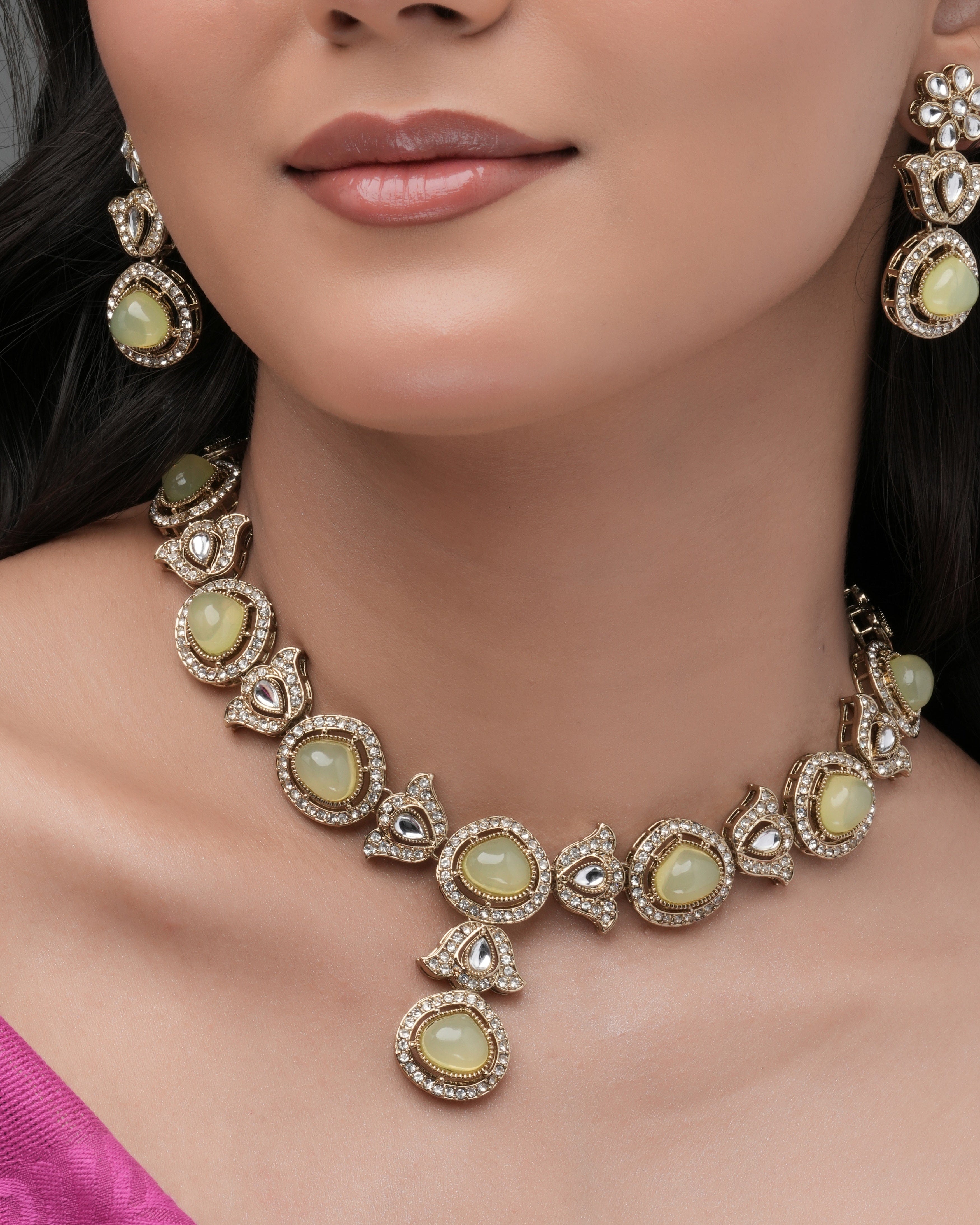Lemon Glow – Yellow Zedex & CZ Choker Necklace