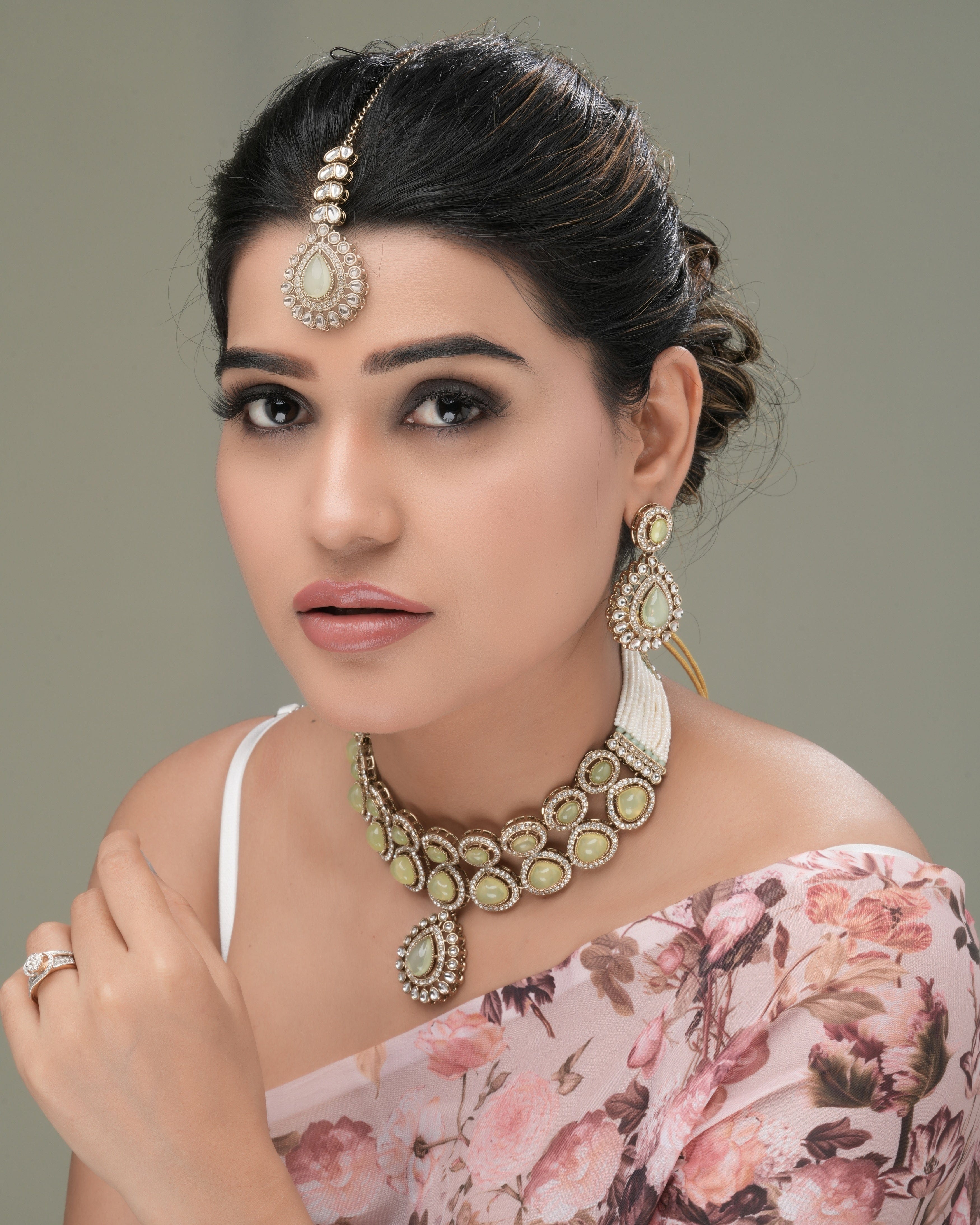 Golden Bloom – Pear Lemon Zedex & CZ Necklace