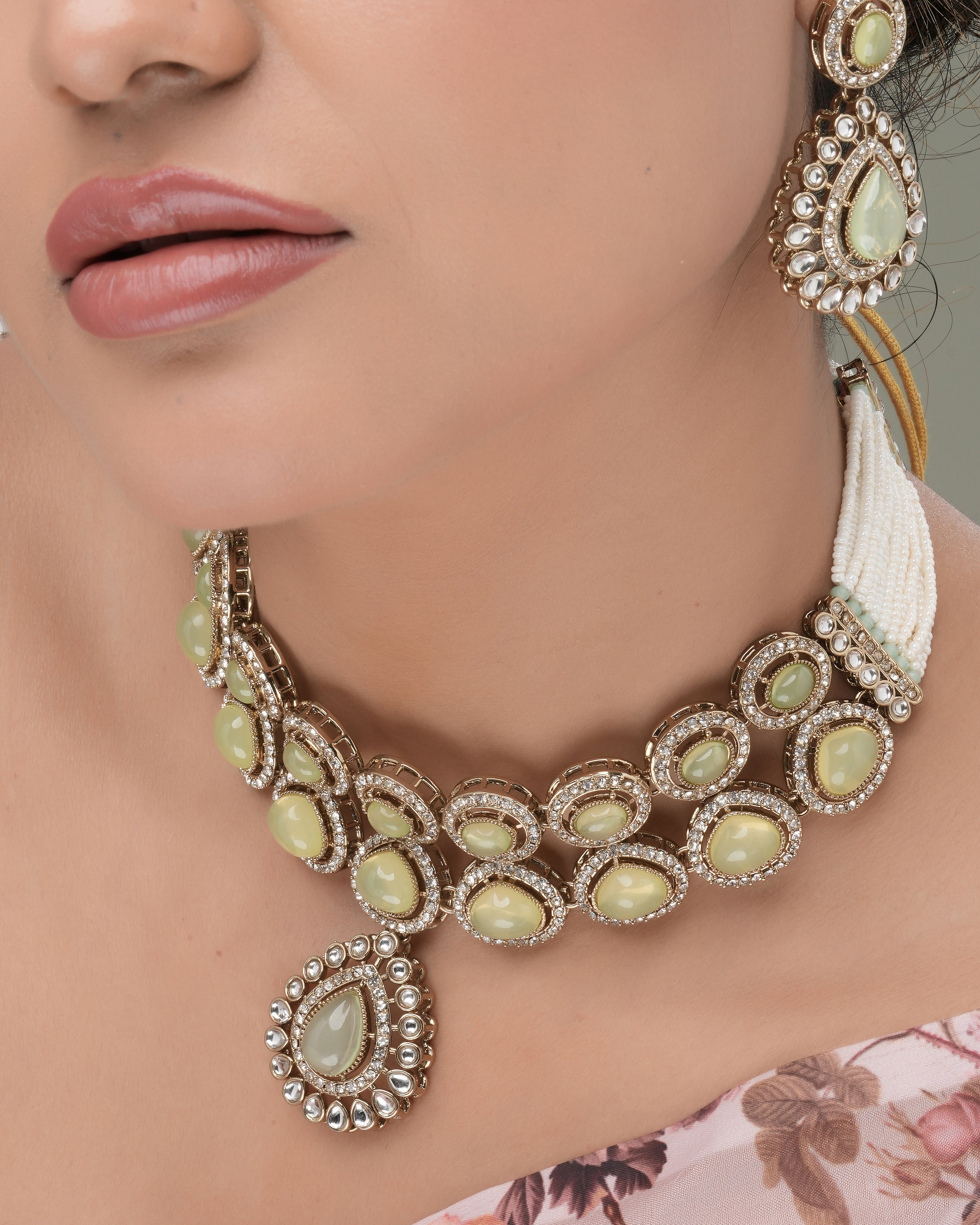 Golden Bloom – Pear Lemon Zedex & CZ Necklace