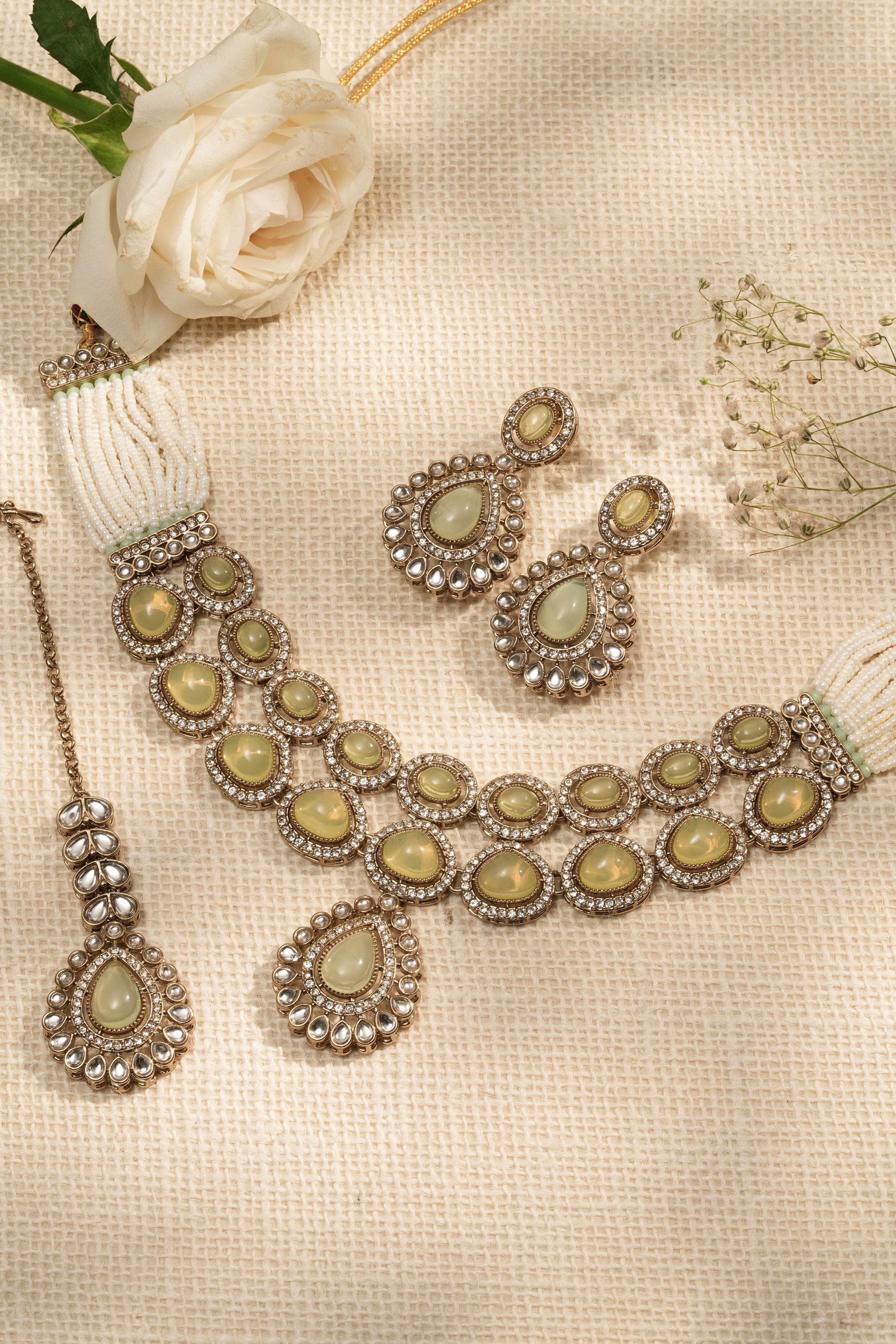 Golden Bloom – Pear Lemon Zedex & CZ Necklace