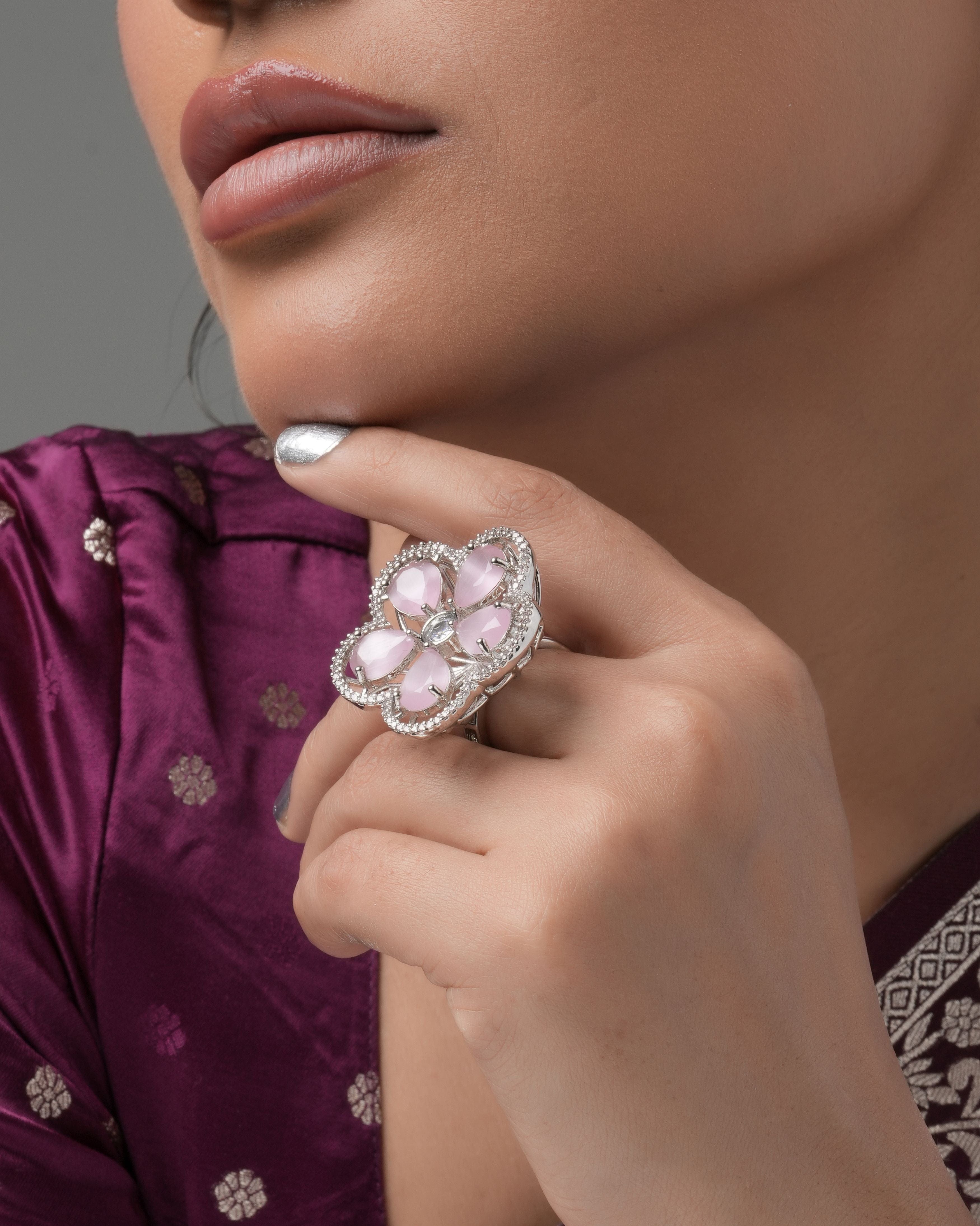 Blush Petal Halo Ring