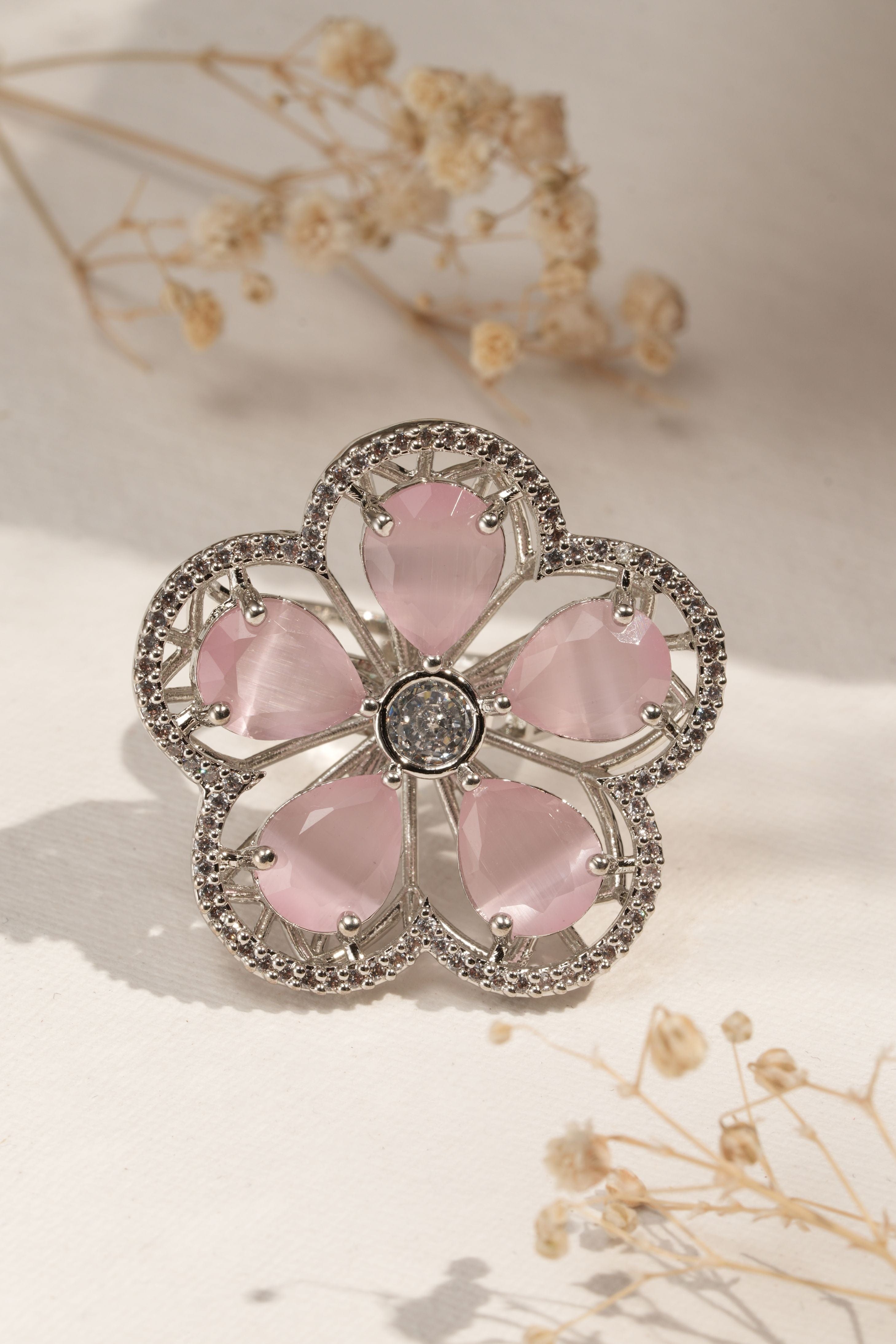 Blush Petal Halo Ring