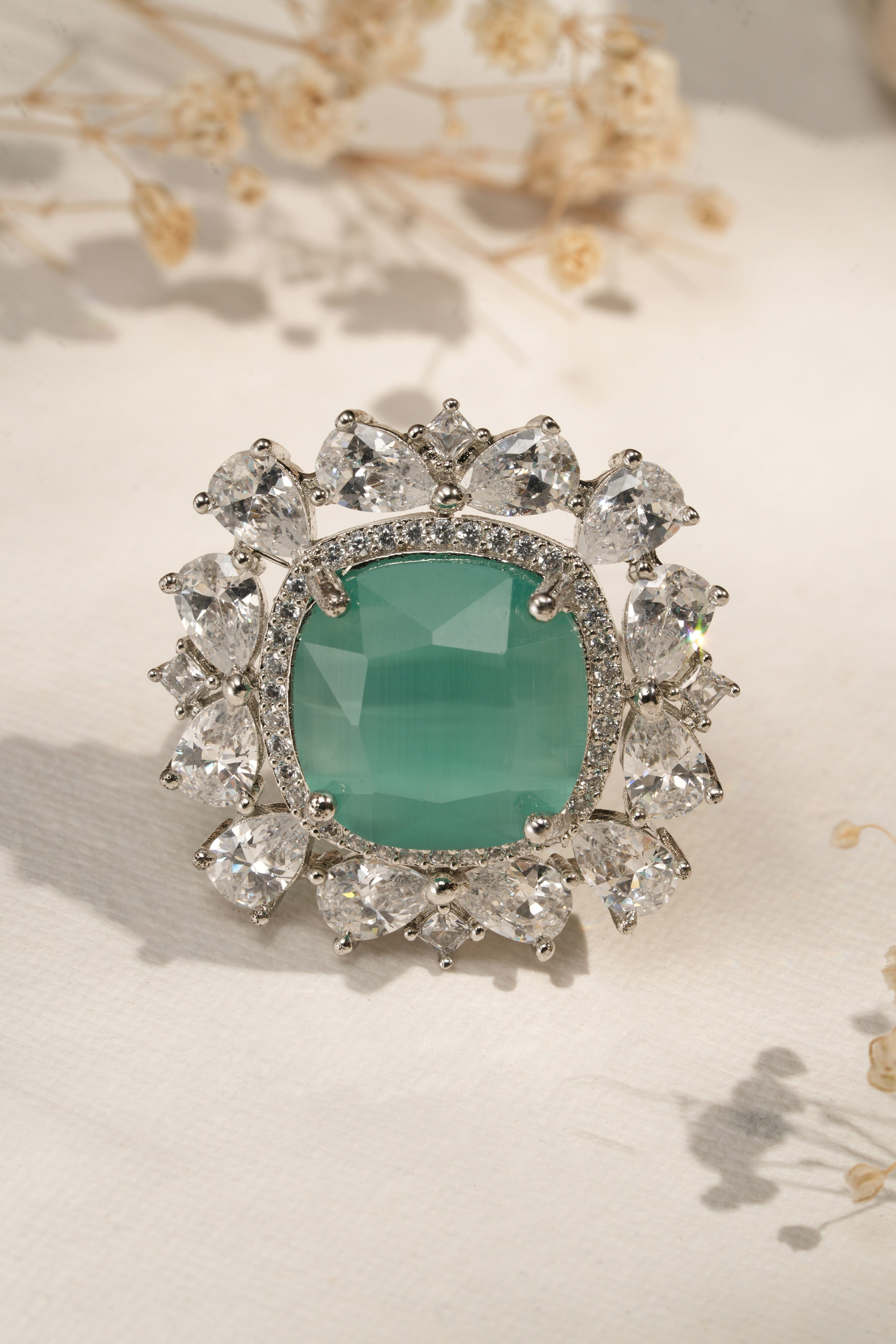 Emerald Grandeur Dual Halo Ring