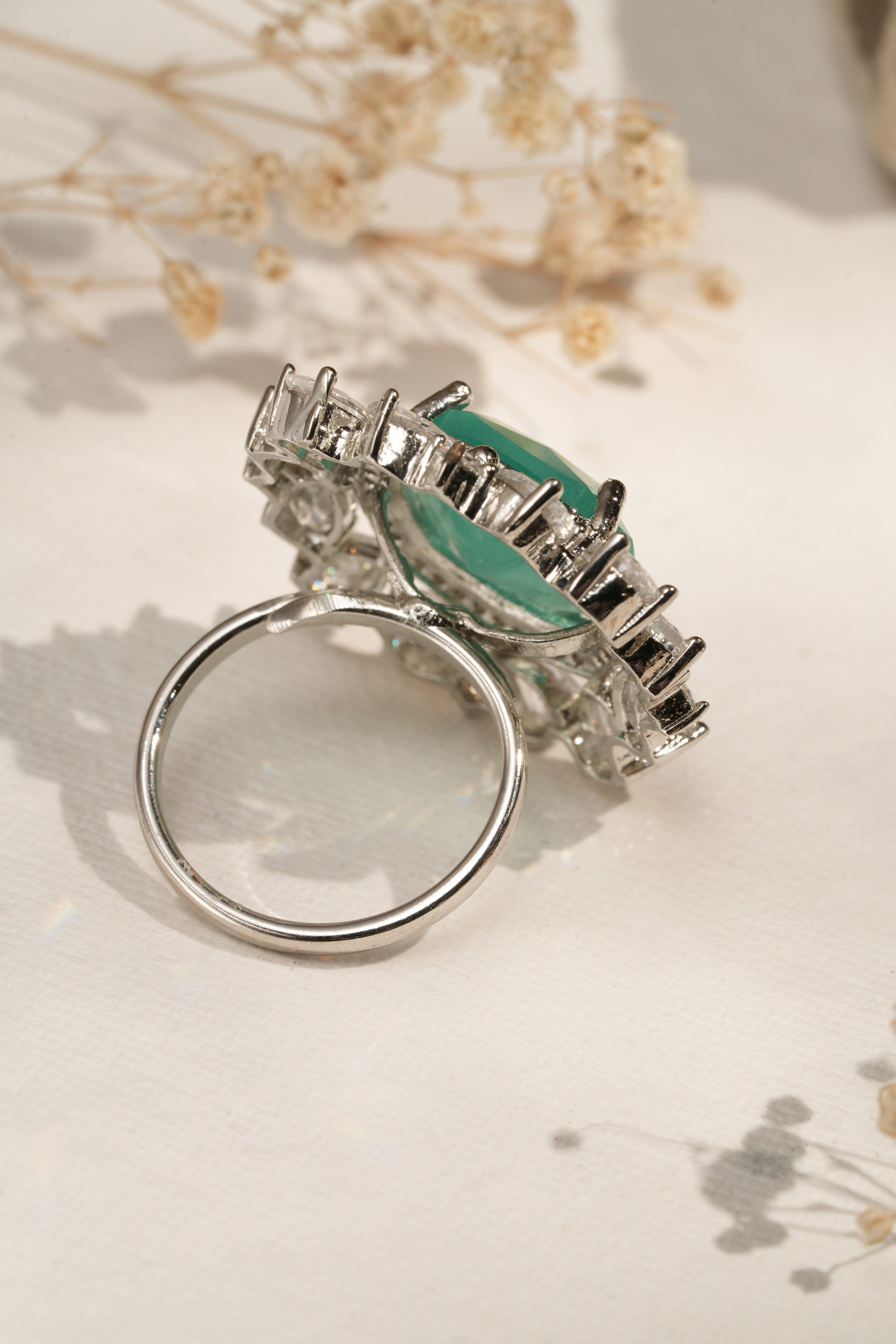 Emerald Grandeur Dual Halo Ring