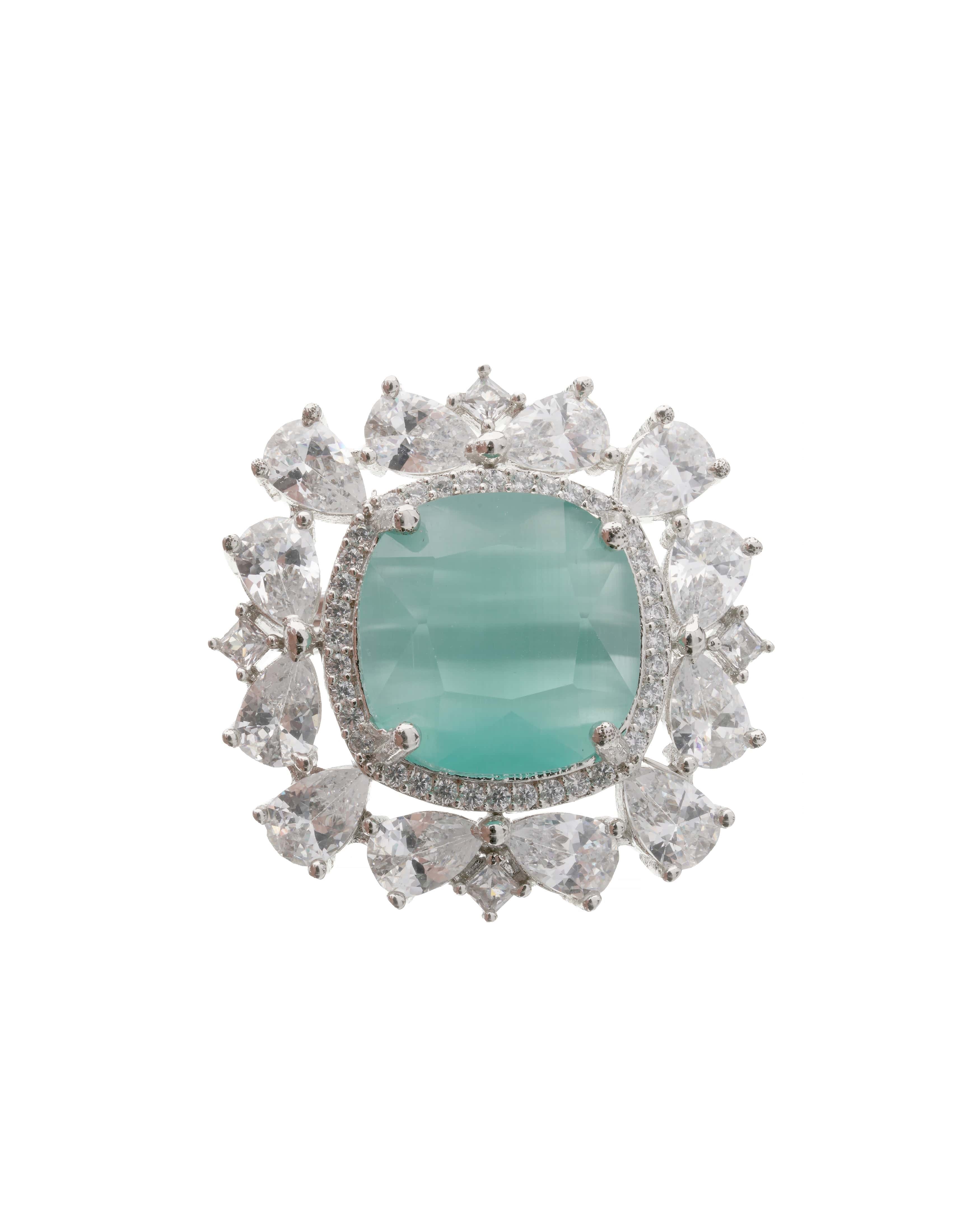 Emerald Grandeur Dual Halo Ring