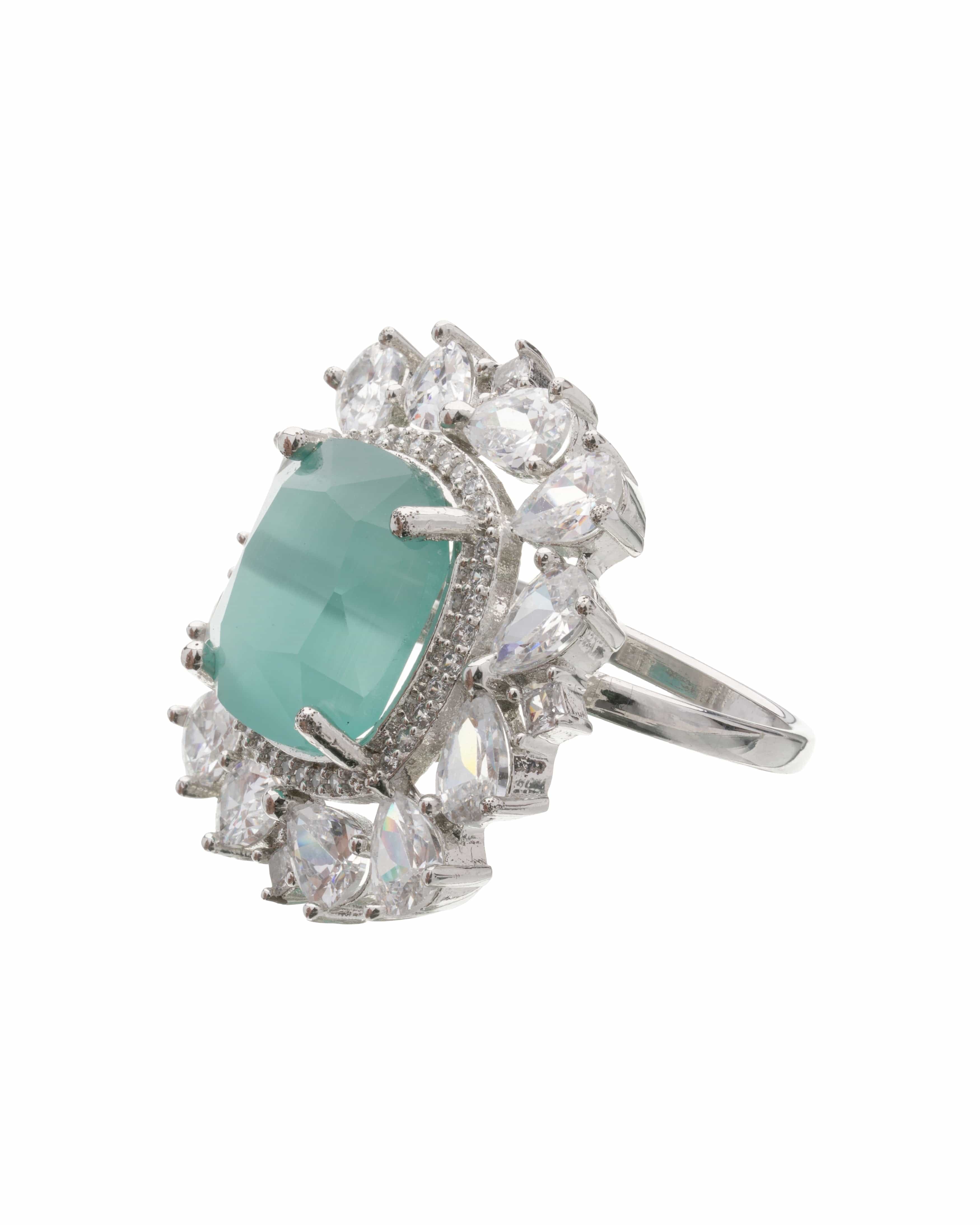 Emerald Grandeur Dual Halo Ring