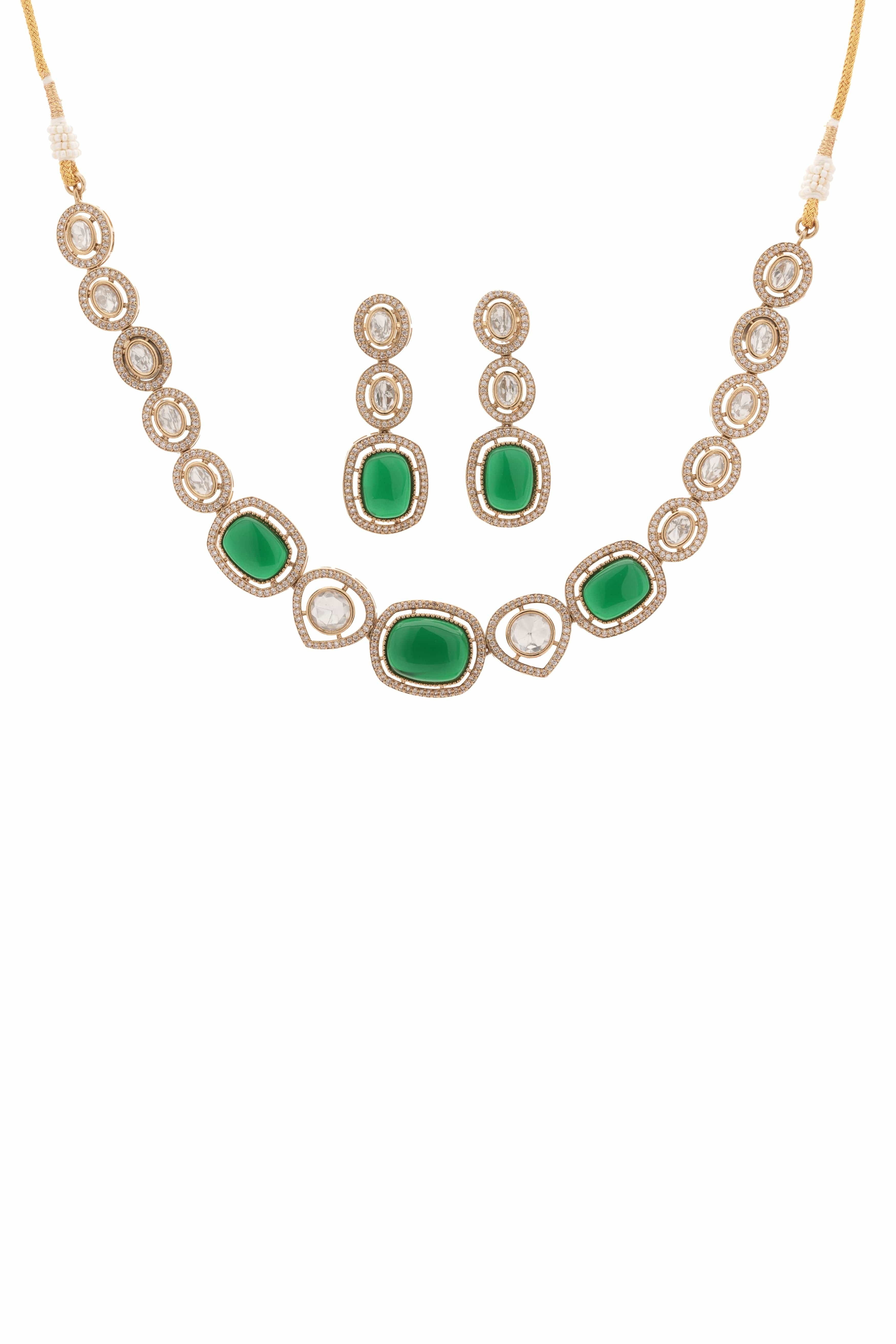 Rosy Regal – Pink Square & CZ Stone Choker Necklace