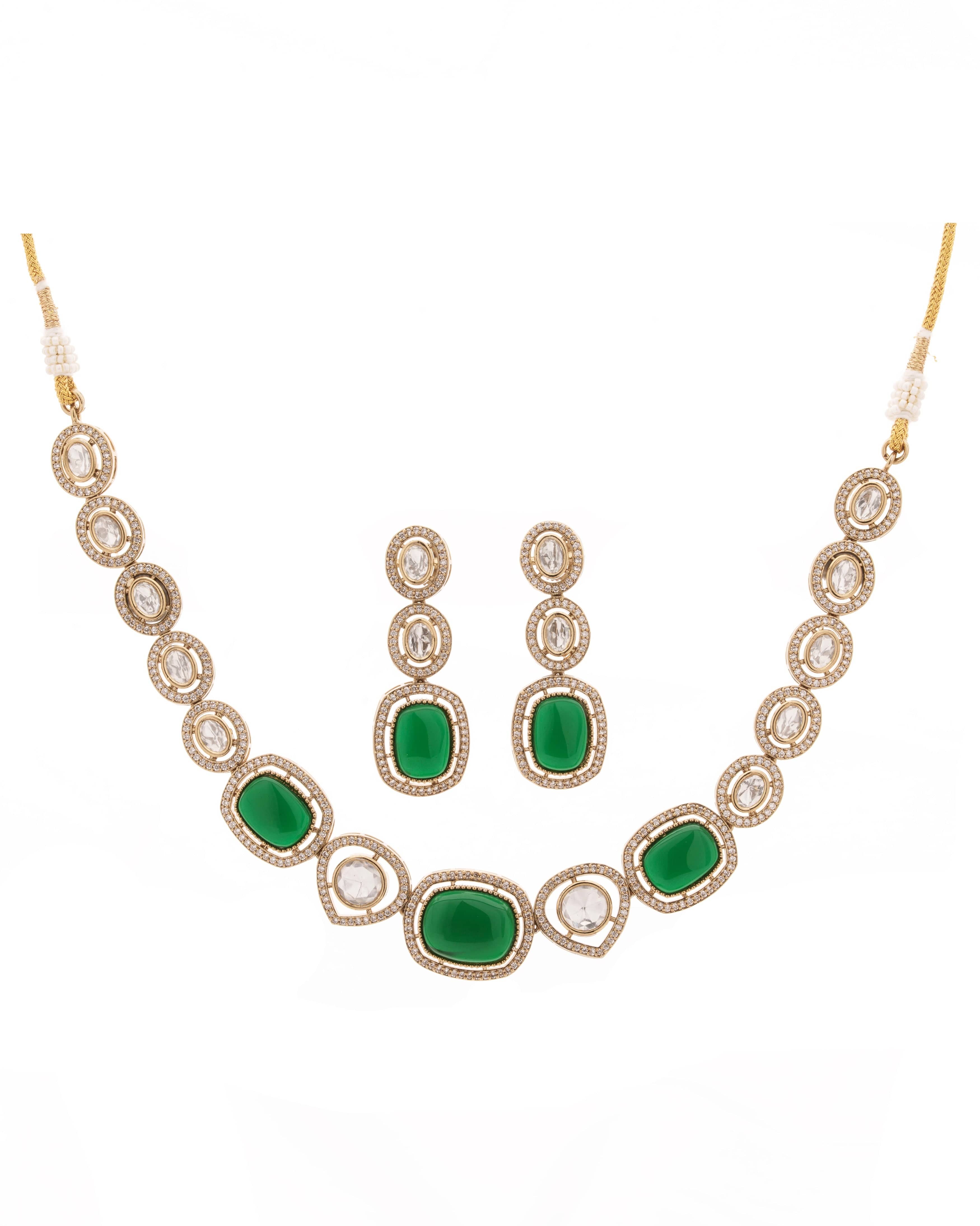 Rosy Regal – Pink Square & CZ Stone Choker Necklace