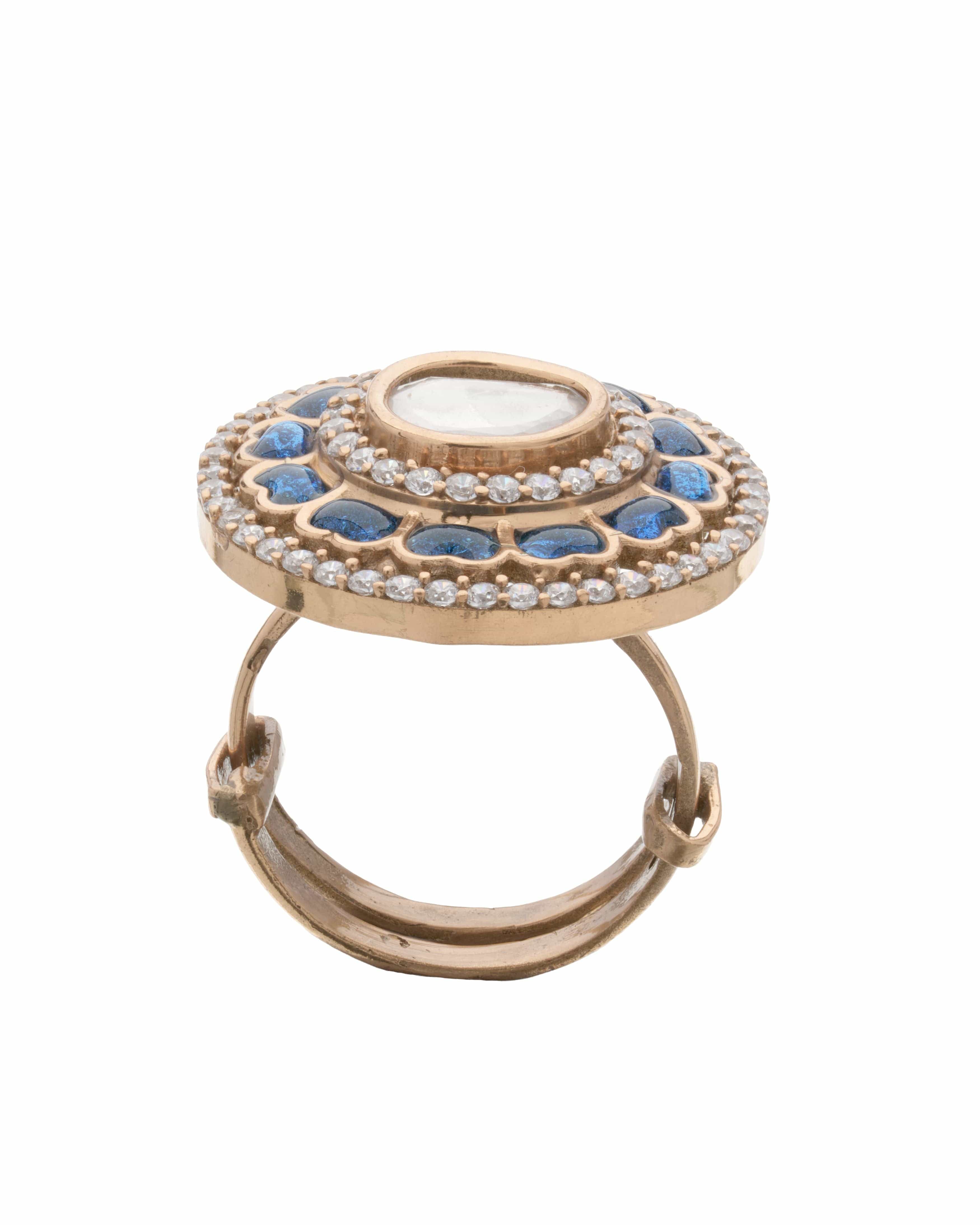 Blue Sunburst Statement Ring