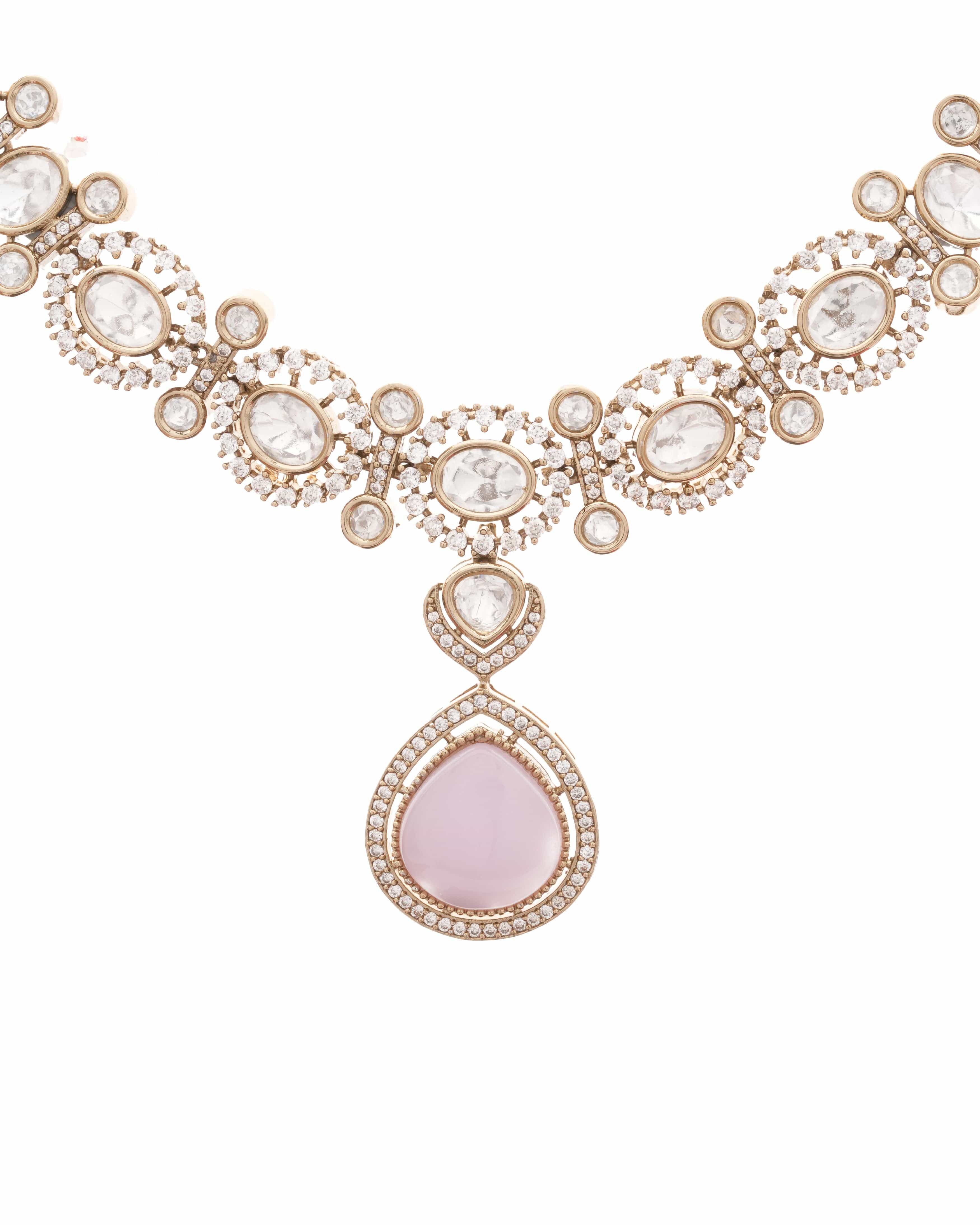 Kundan Choker Necklace with Green Moissanie Pendant
