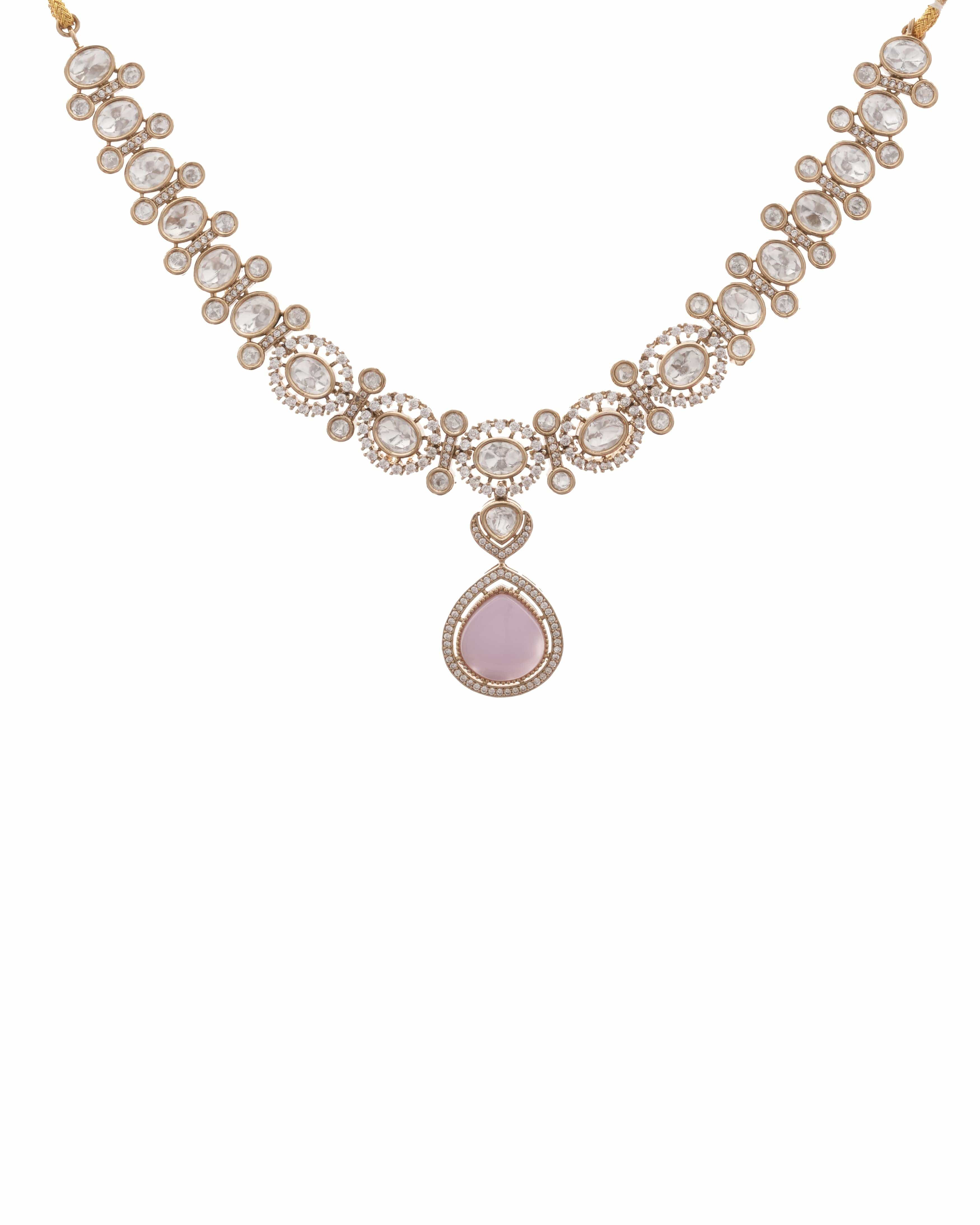 Kundan Choker Necklace with Green Moissanie Pendant