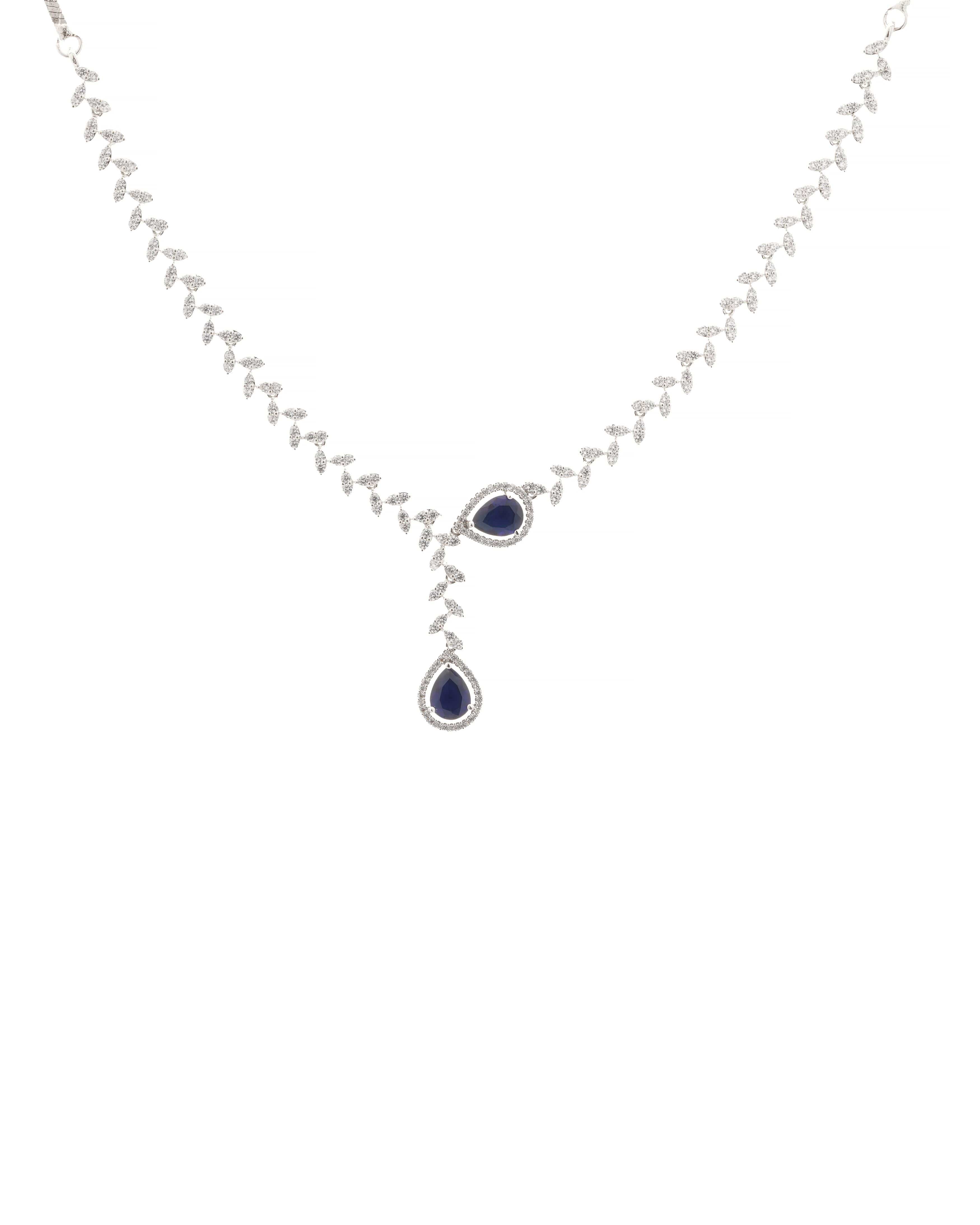 Emerald Teardrop Shine Necklace & Earrings Set