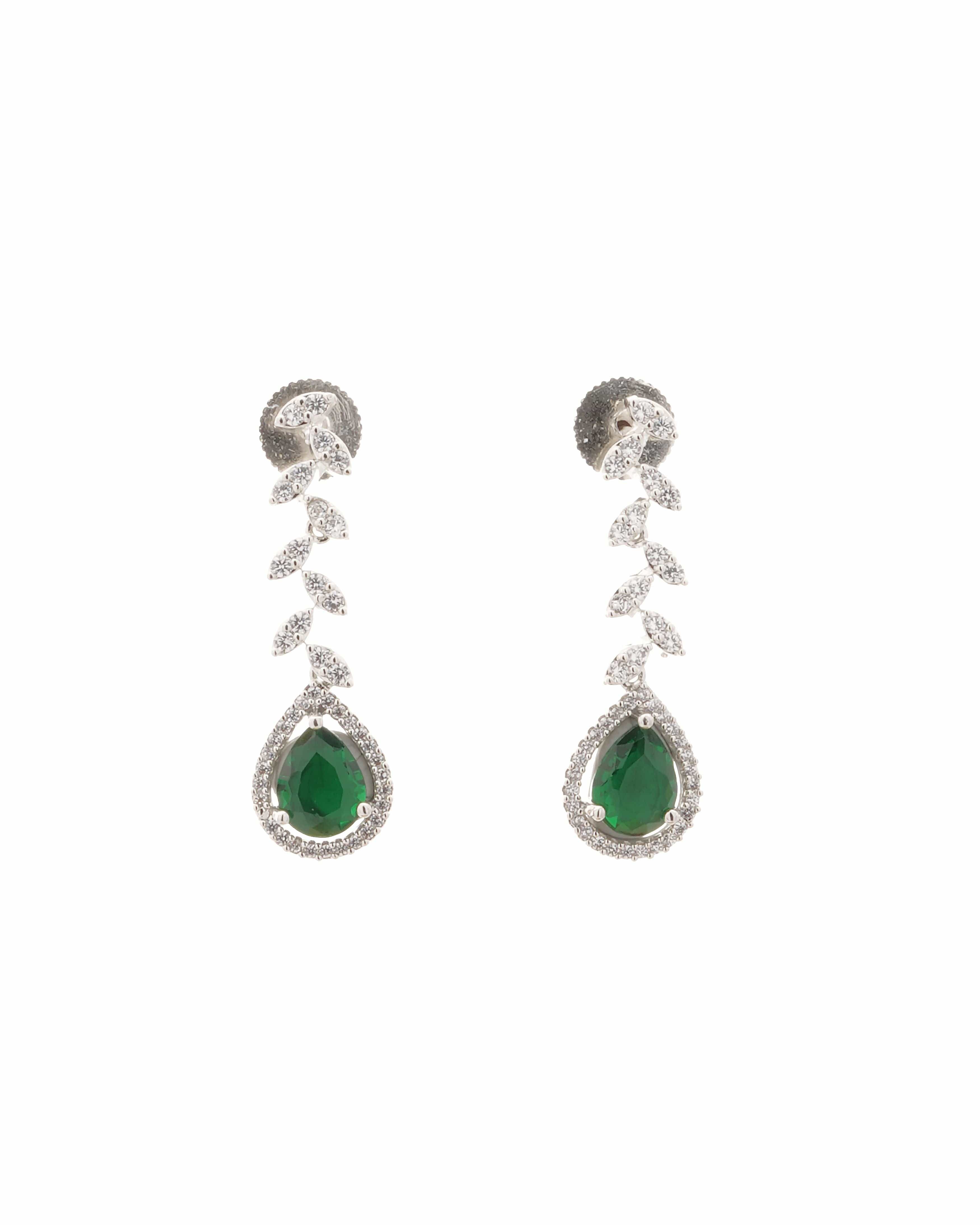 Emerald Teardrop Shine Necklace & Earrings Set