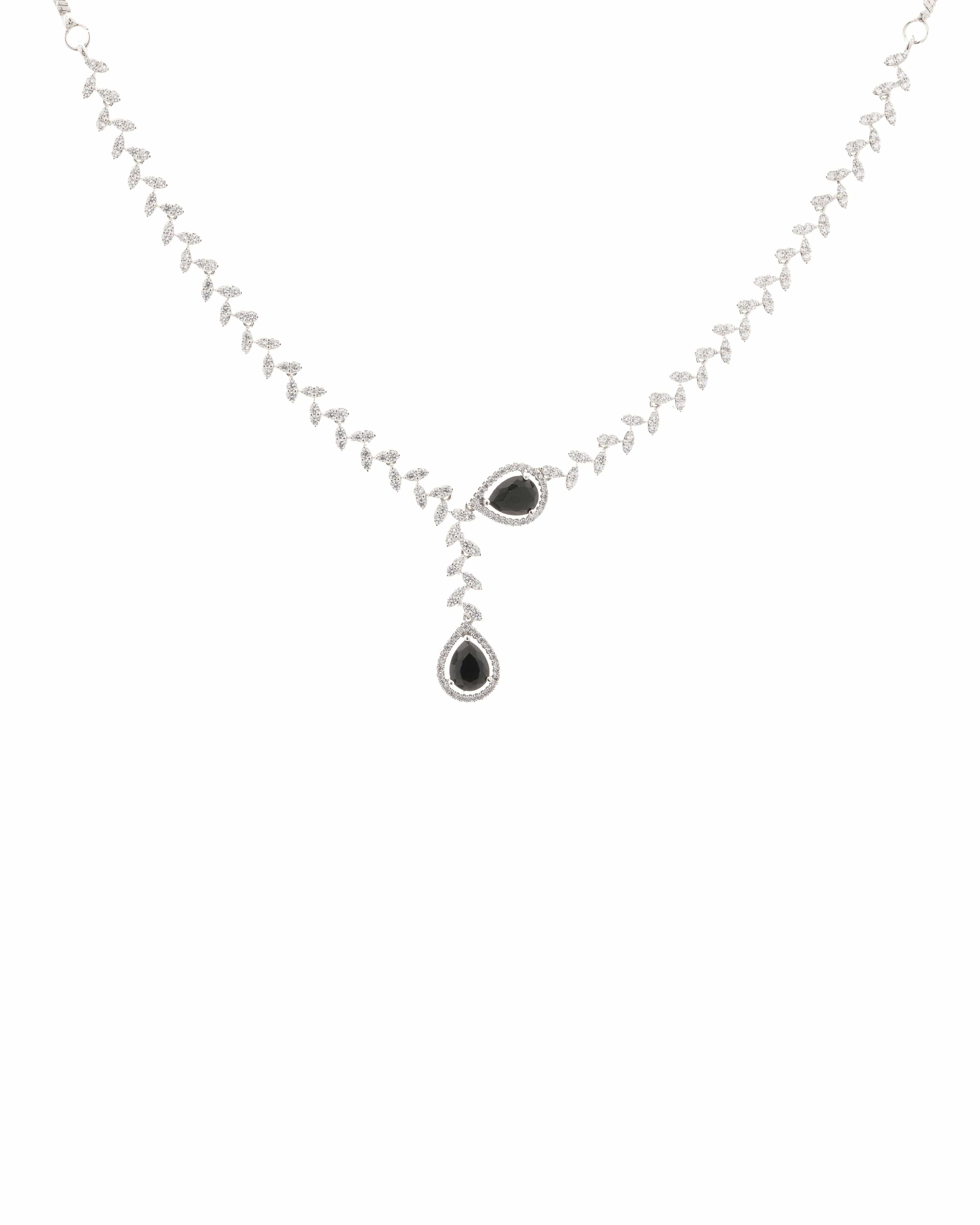 Emerald Teardrop Shine Necklace & Earrings Set