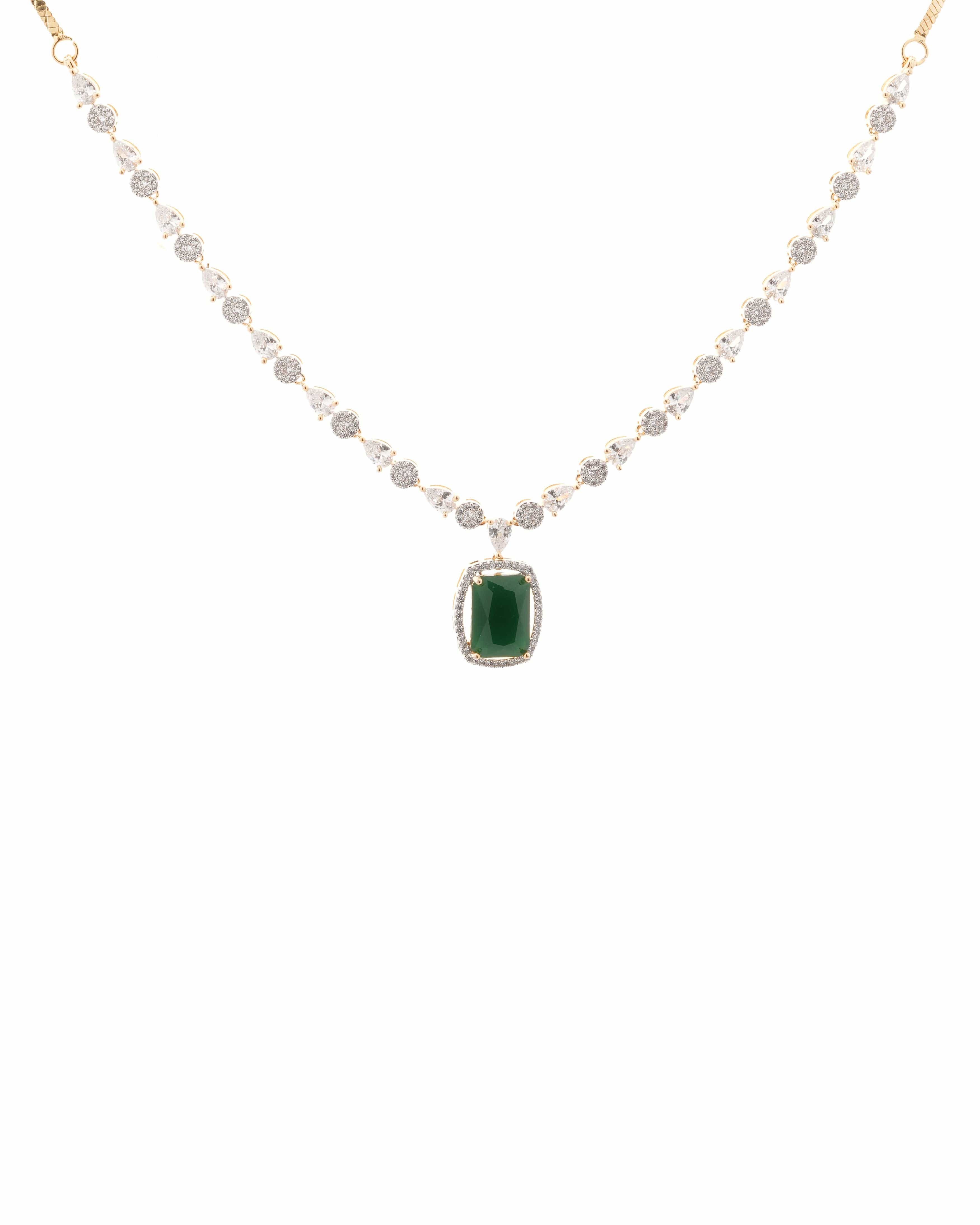 Ruby Reverie CZ Station Necklace & Earring Set